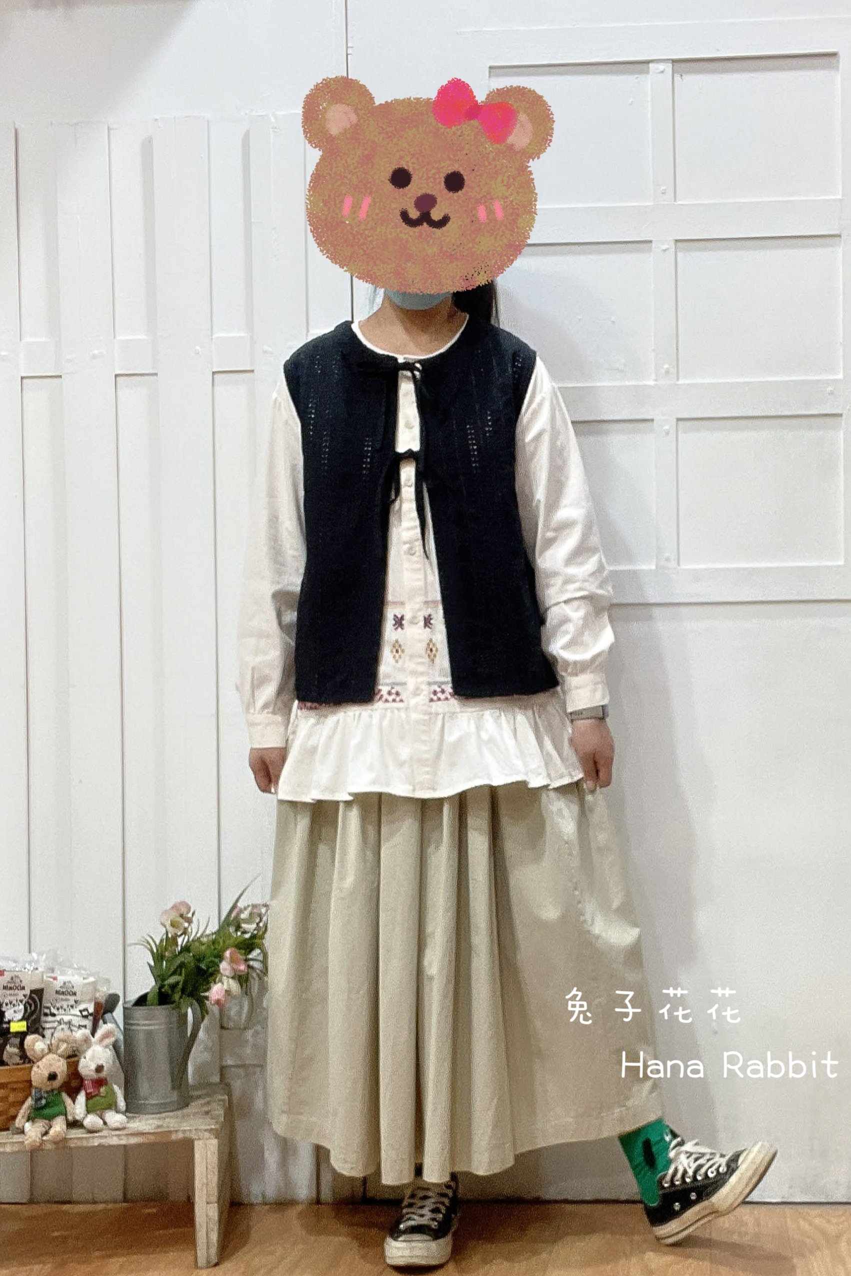 森系不敗款緹花綁帶棉麻背心 13246