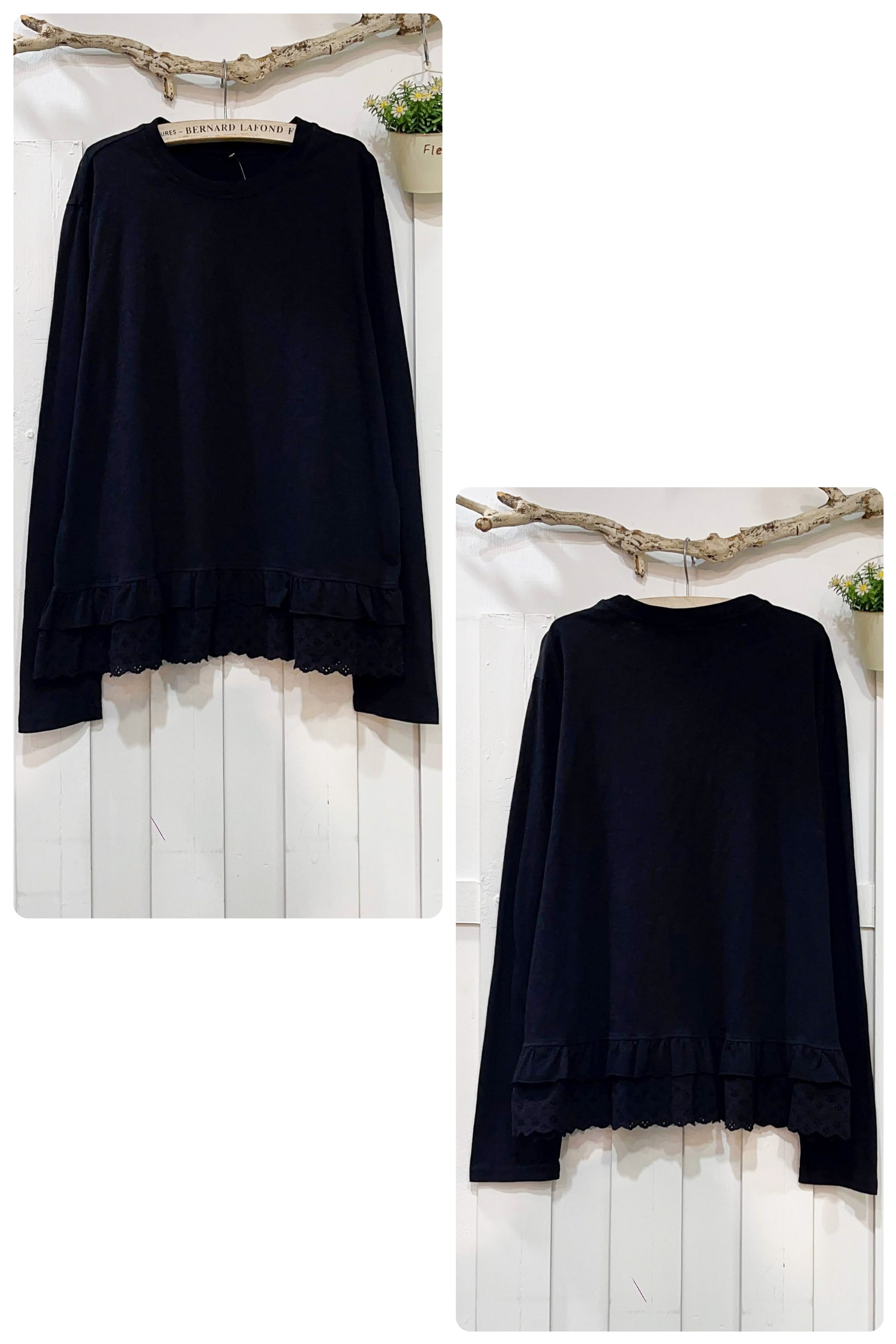 森系竹節棉內搭襯衣(黑) 30929