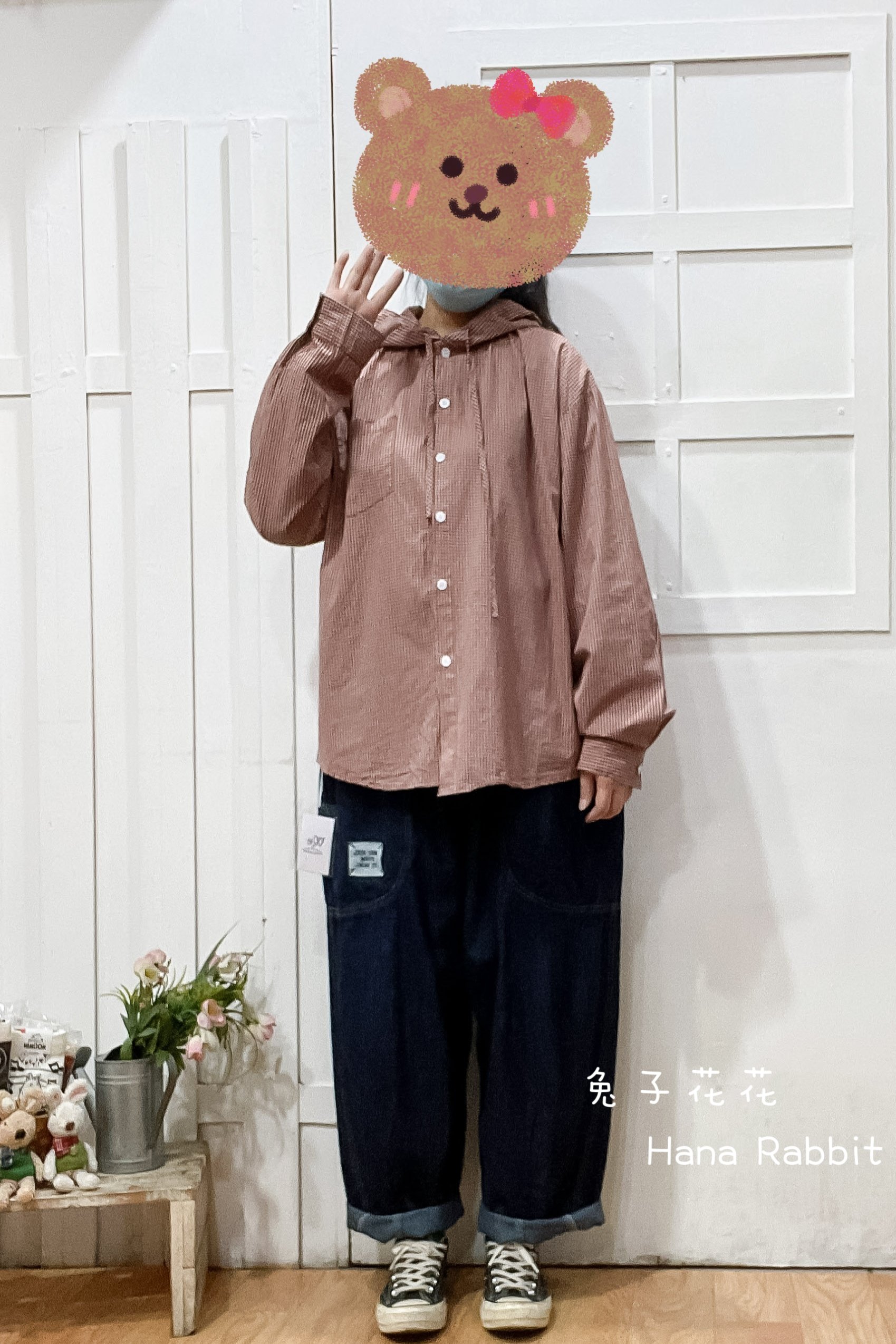 WE家格紋連帽開襟杉(紅) 13573