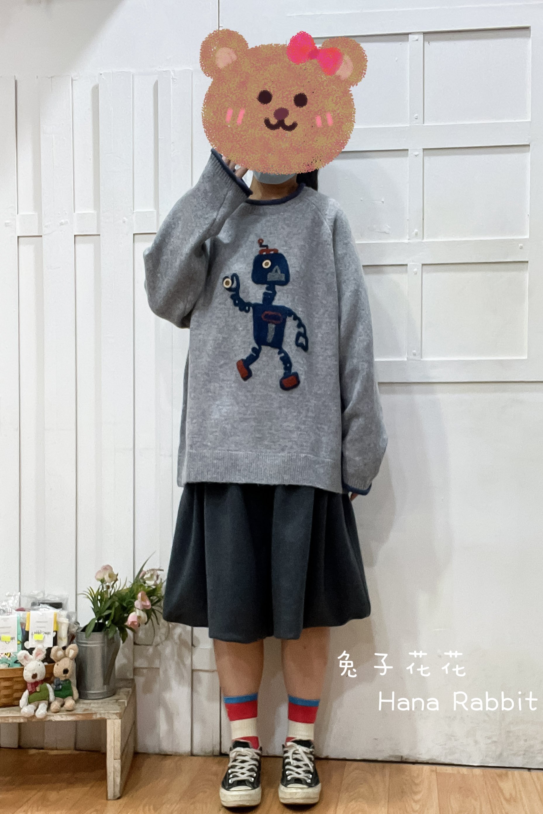 新色到❤❤日系可愛感機器人針織毛衣 17658