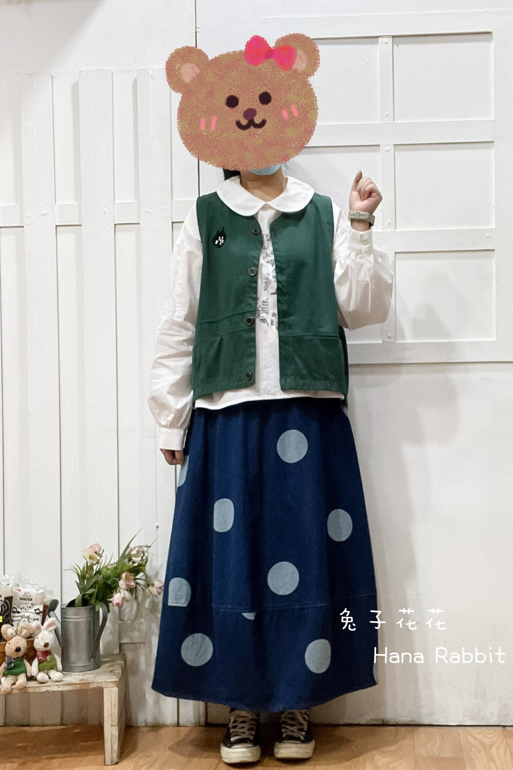 驚訝貓不敗款簡約背心(綠) 14317