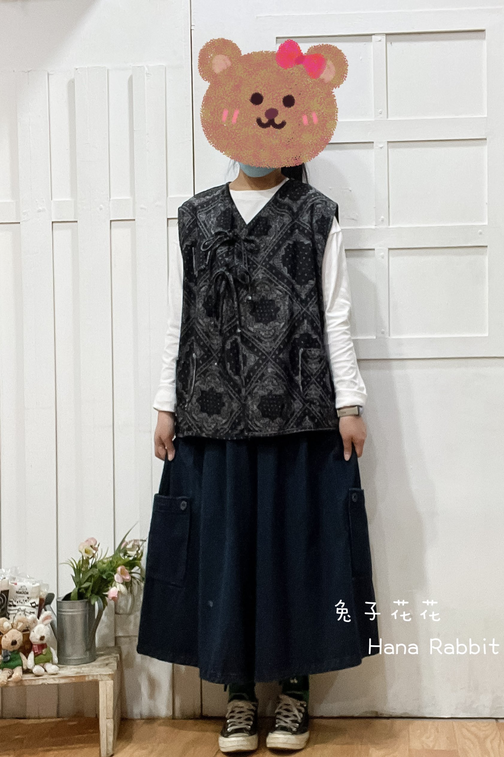 WE家印花圖騰綁帶丹寧背心 14393