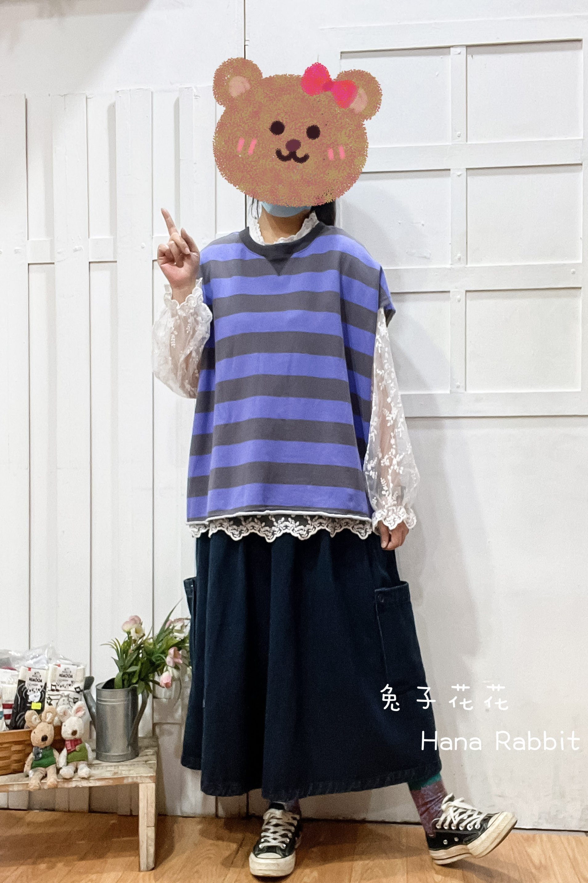 WE家前後2穿條紋毛圈棉背心(紫) 19425