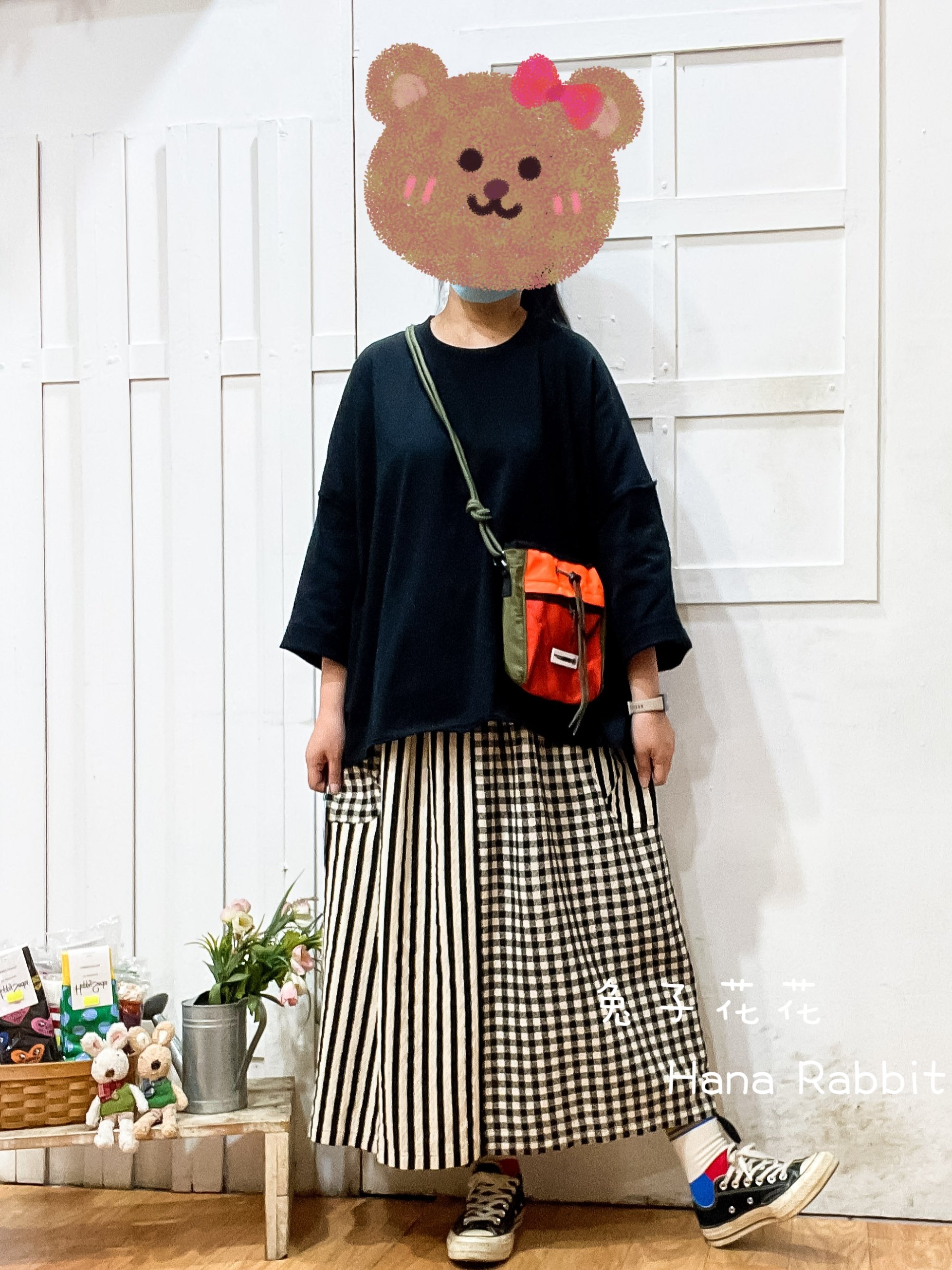 WE家簡約寛袖重磅棉上衣(黑) 30909