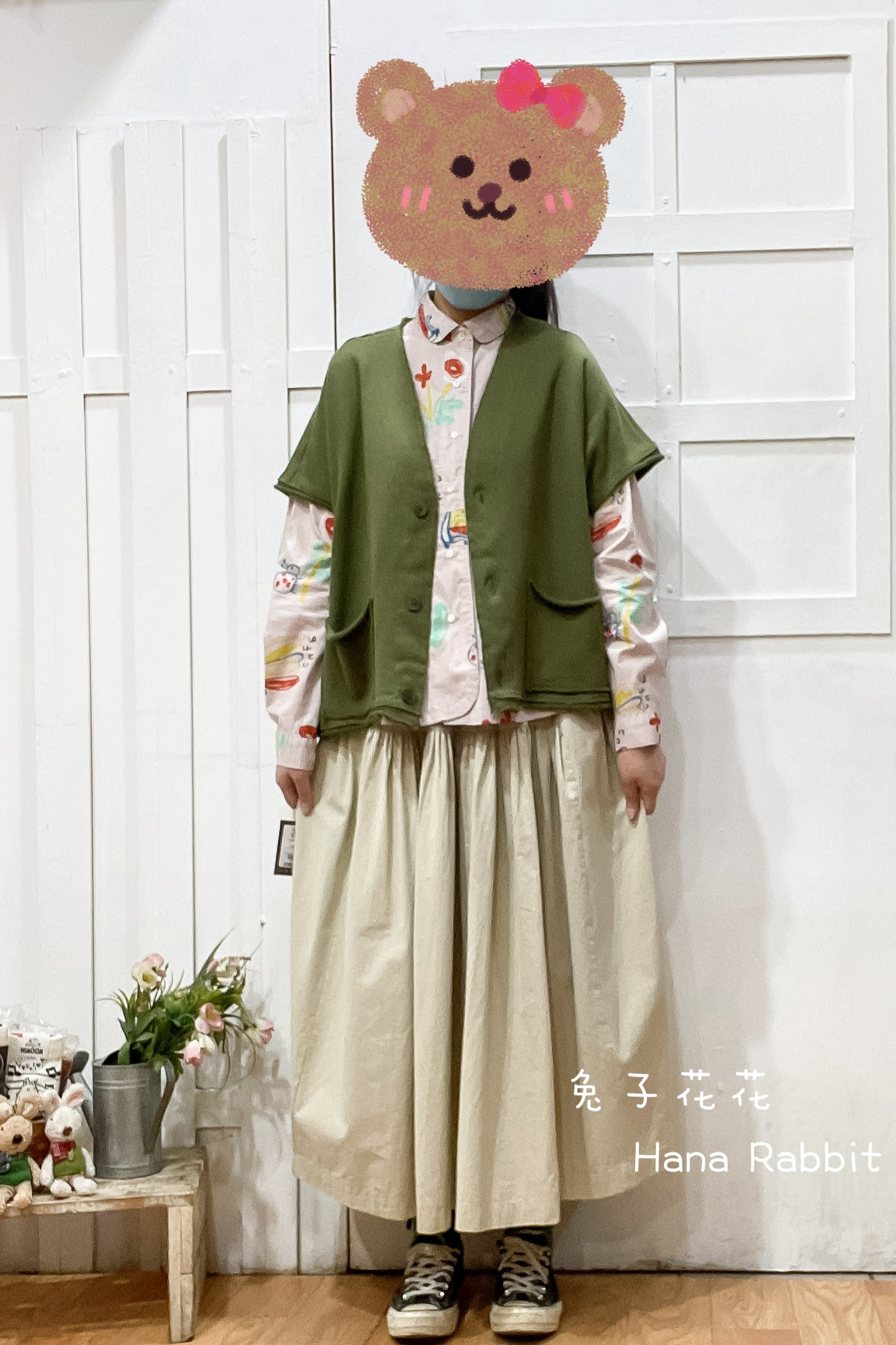 WE家V領開襟毛圈棉背心 14519