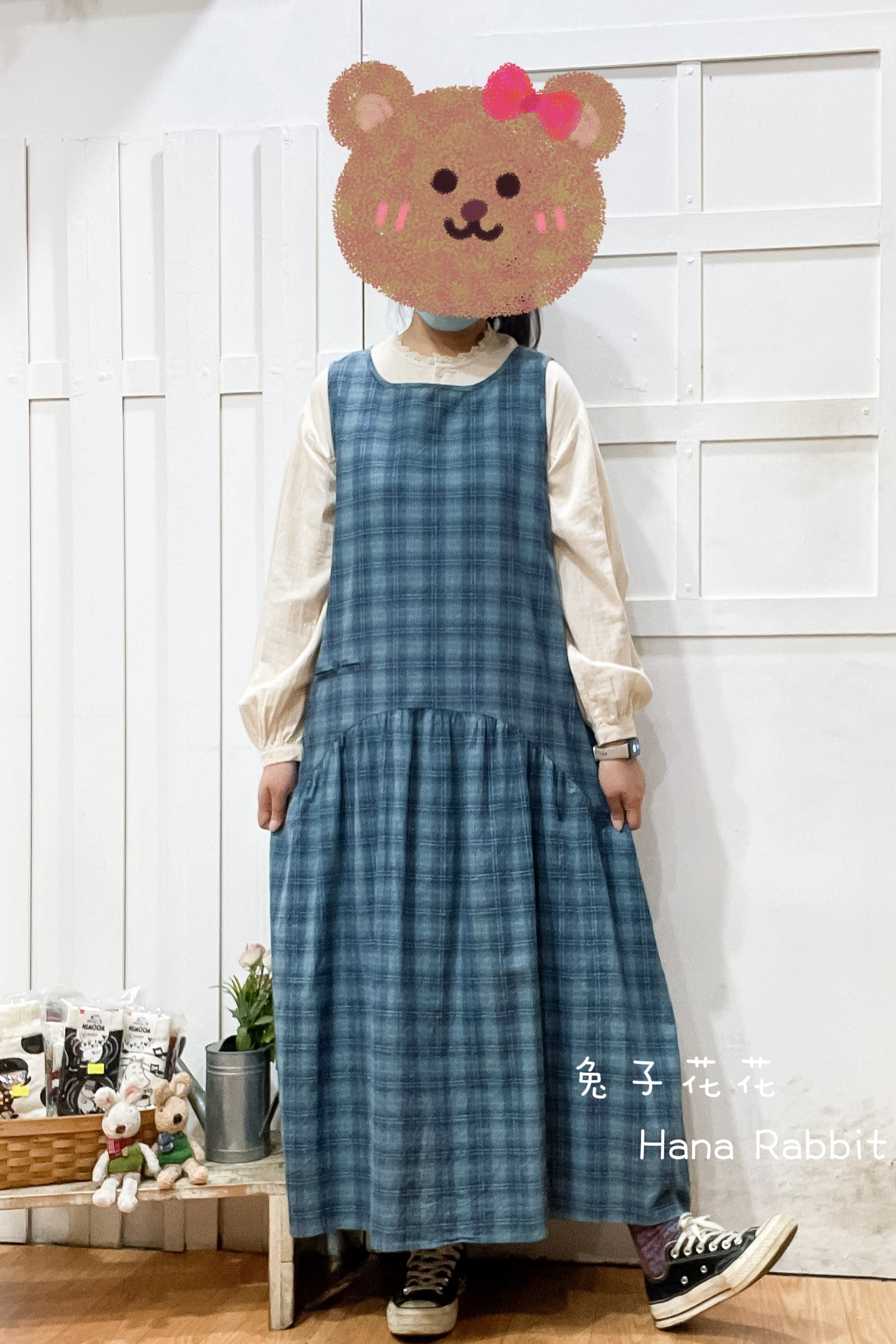 WE家格紋魚尾背心洋裝(藍) 16952