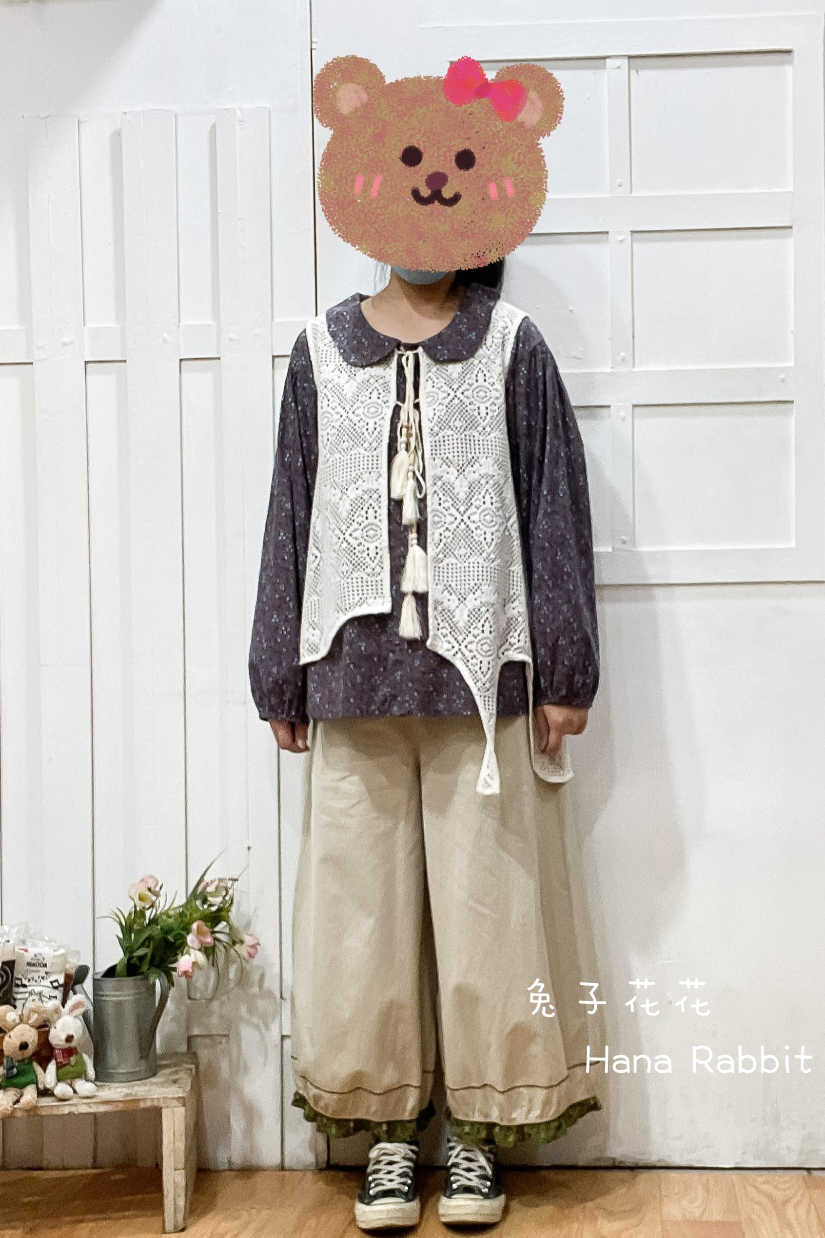 日系好搭配不規則蕾絲背心(杏) 13203