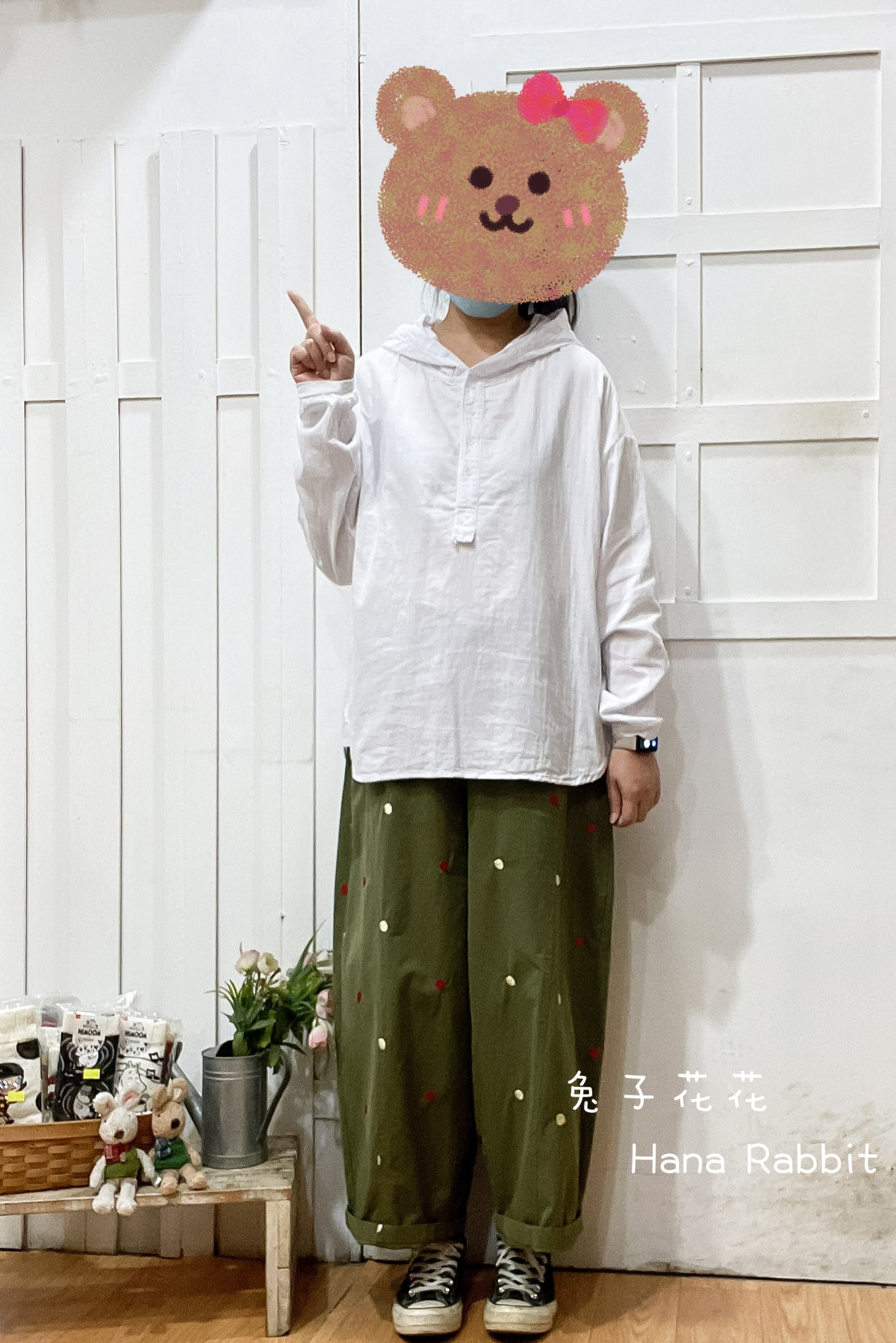 ED簡約連帽半開襟上衣(白) 30929