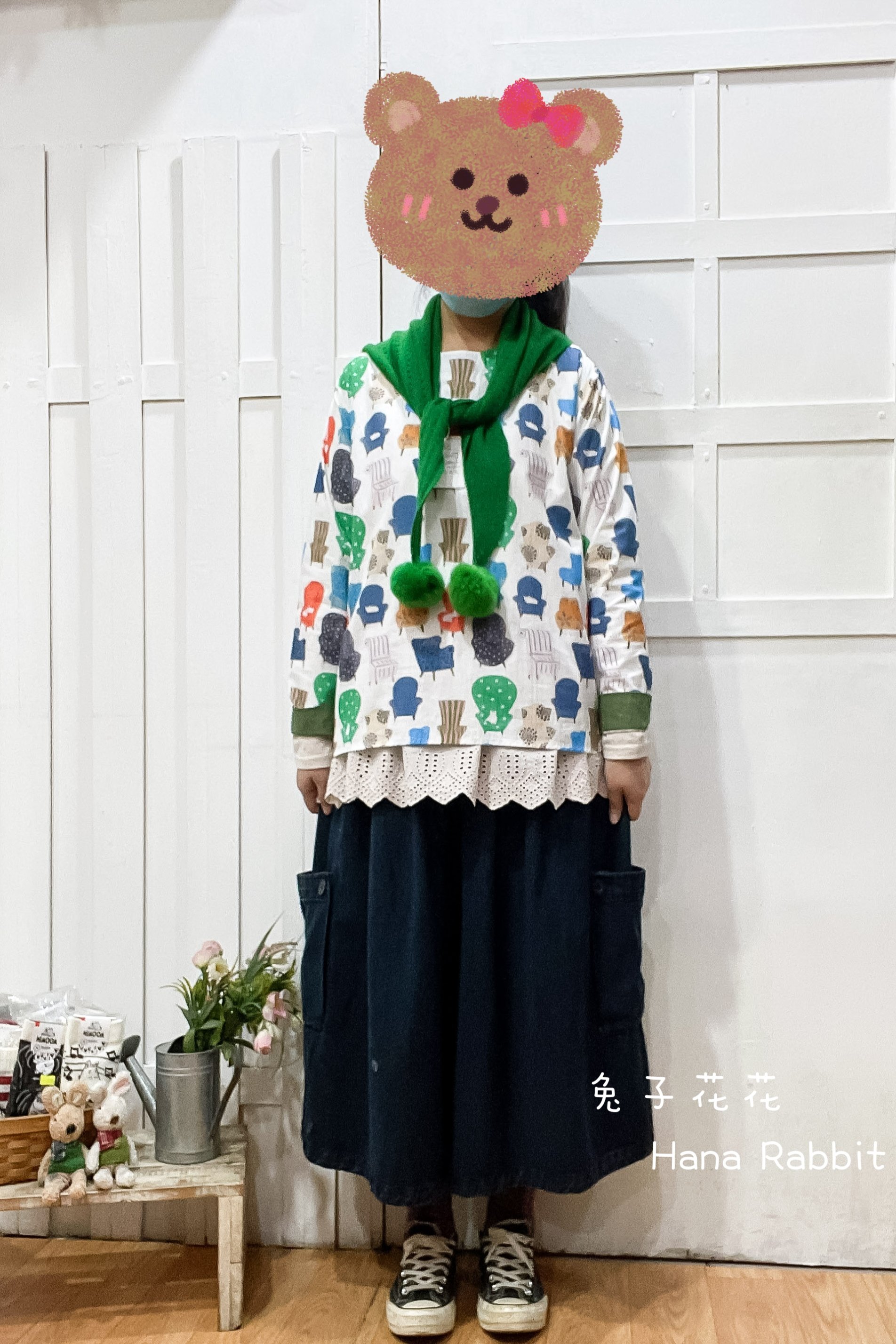 滿版小椅子印花棉麻上衣 13969