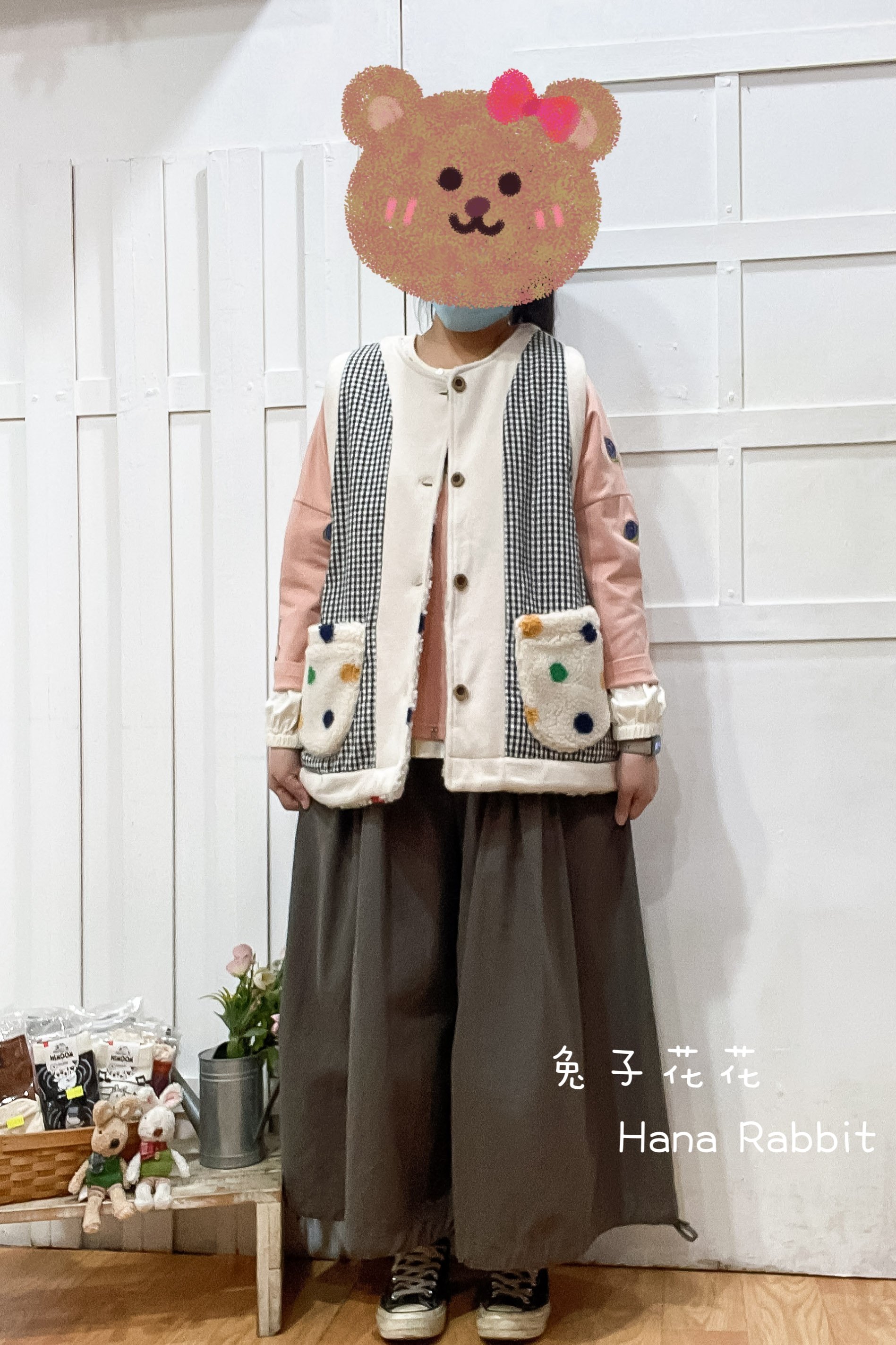 日系甜美羊羔絨2穿背心 17752