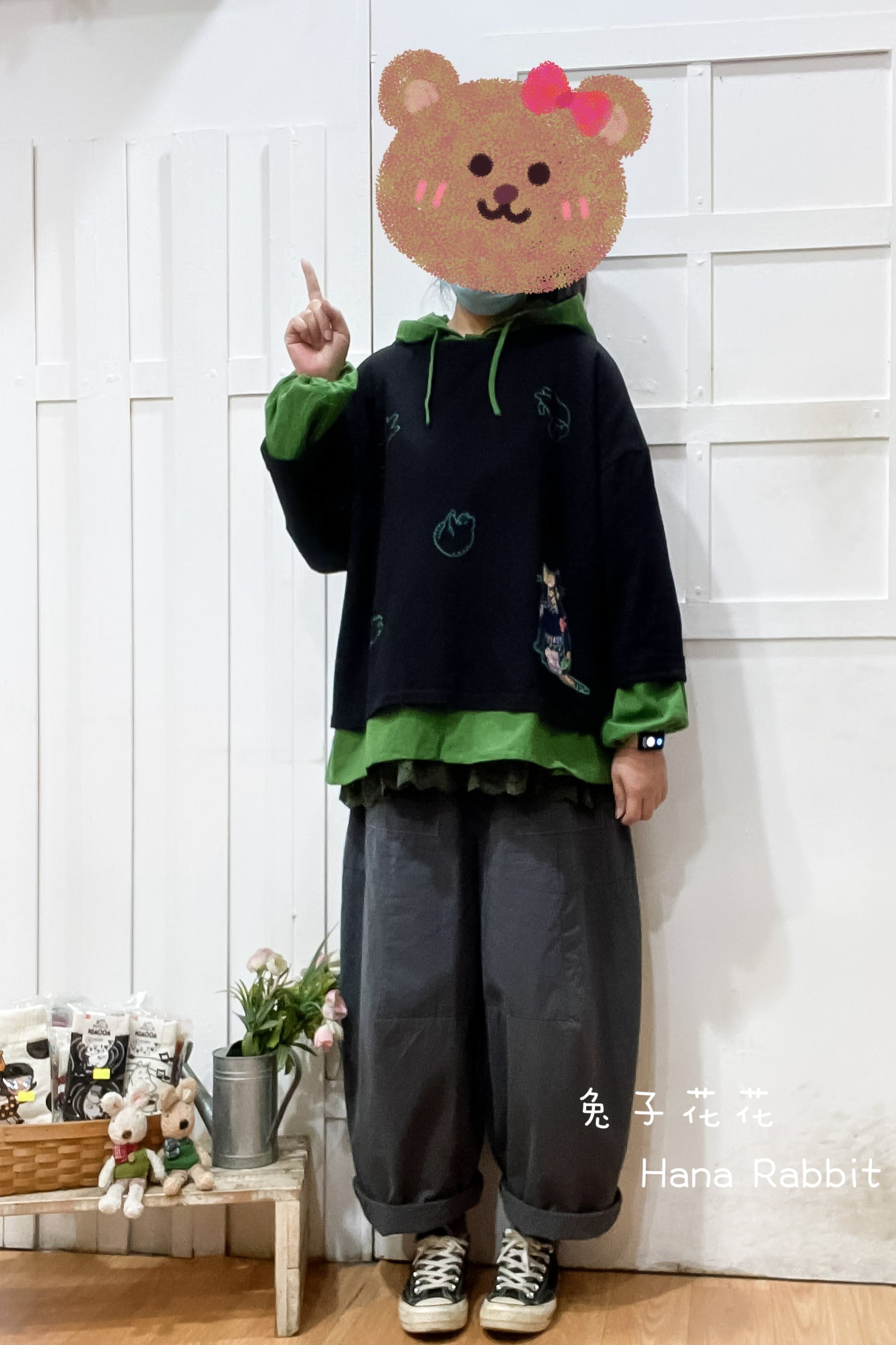 日系貼布小貓重磅棉上衣 13513