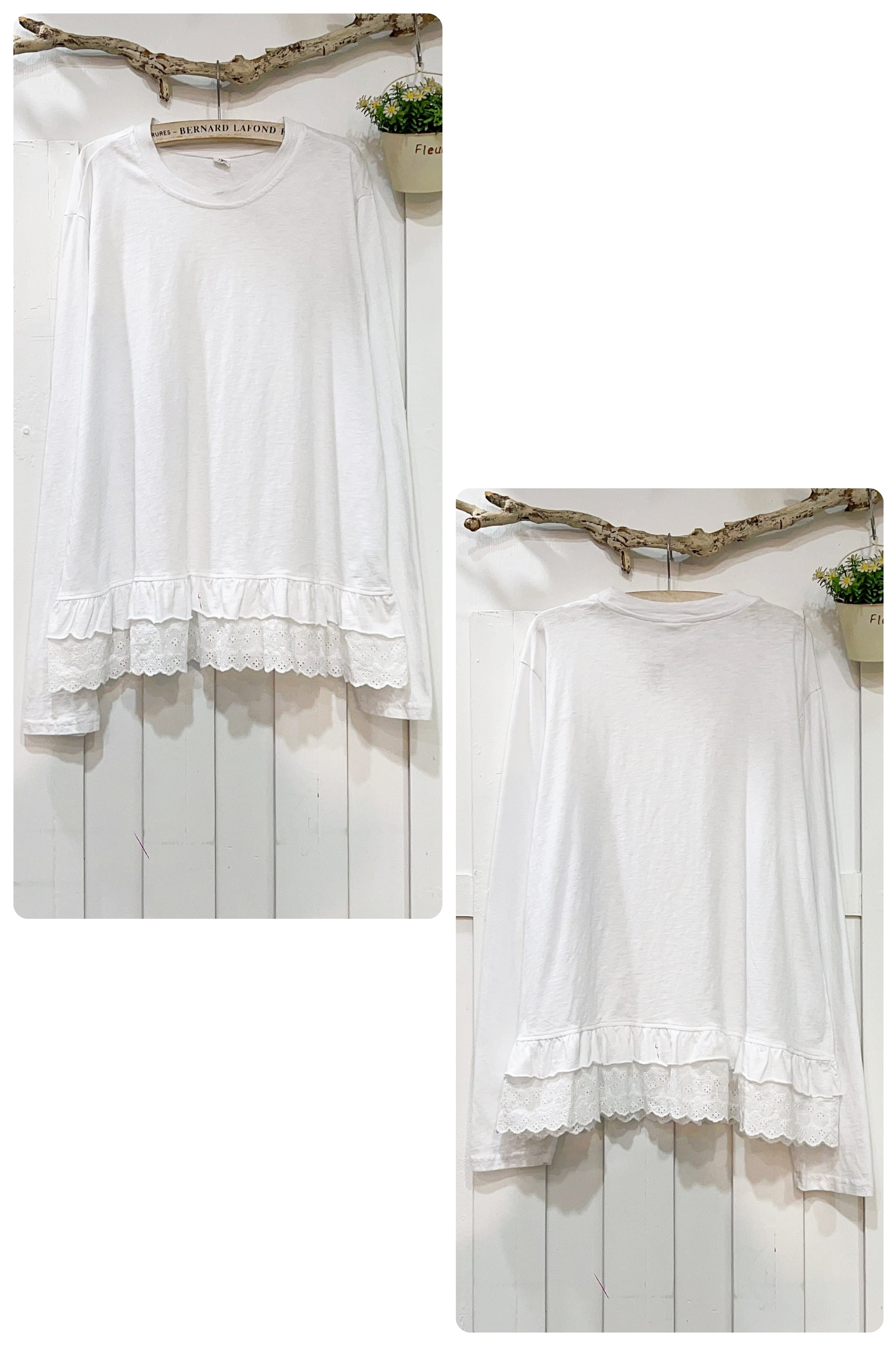 森系竹節棉內搭襯衣(白) 30929