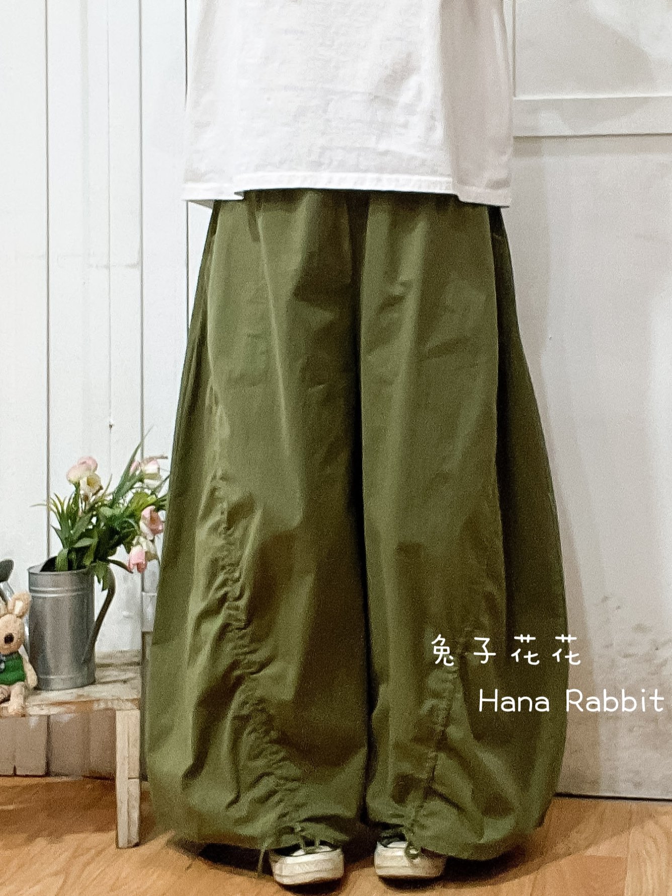 WE家純色抽繩南瓜造型褲(綠) 19452