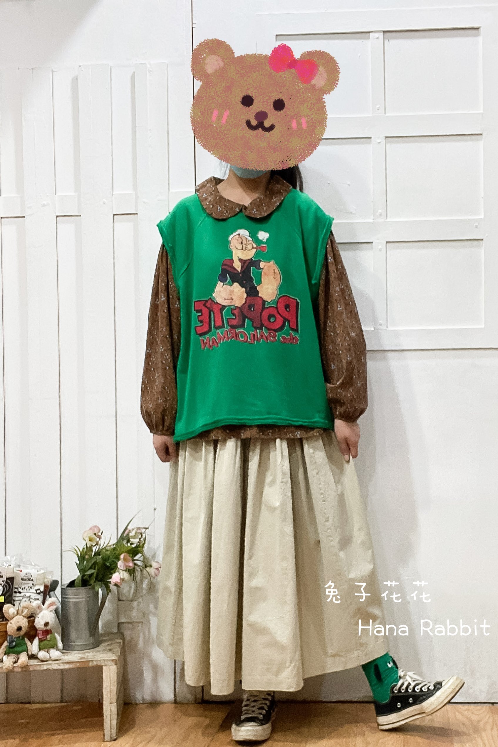 WE家破損感童趣毛圈棉背心(綠) 15453