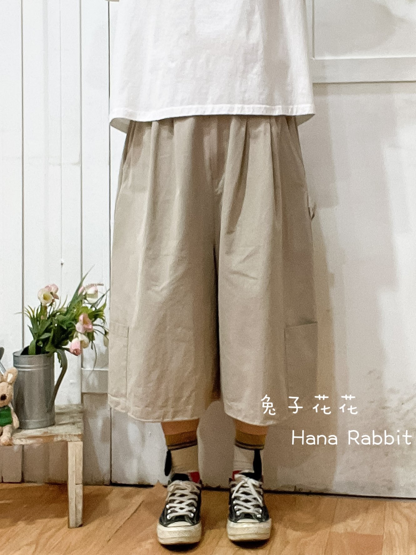 WE家工裝七分造型休閒褲(杏) 17367