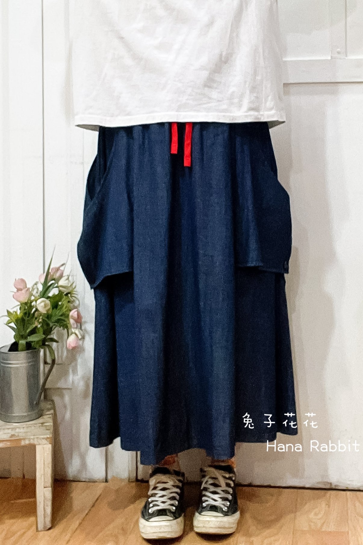 日系簡約彩繩造型裙 21010