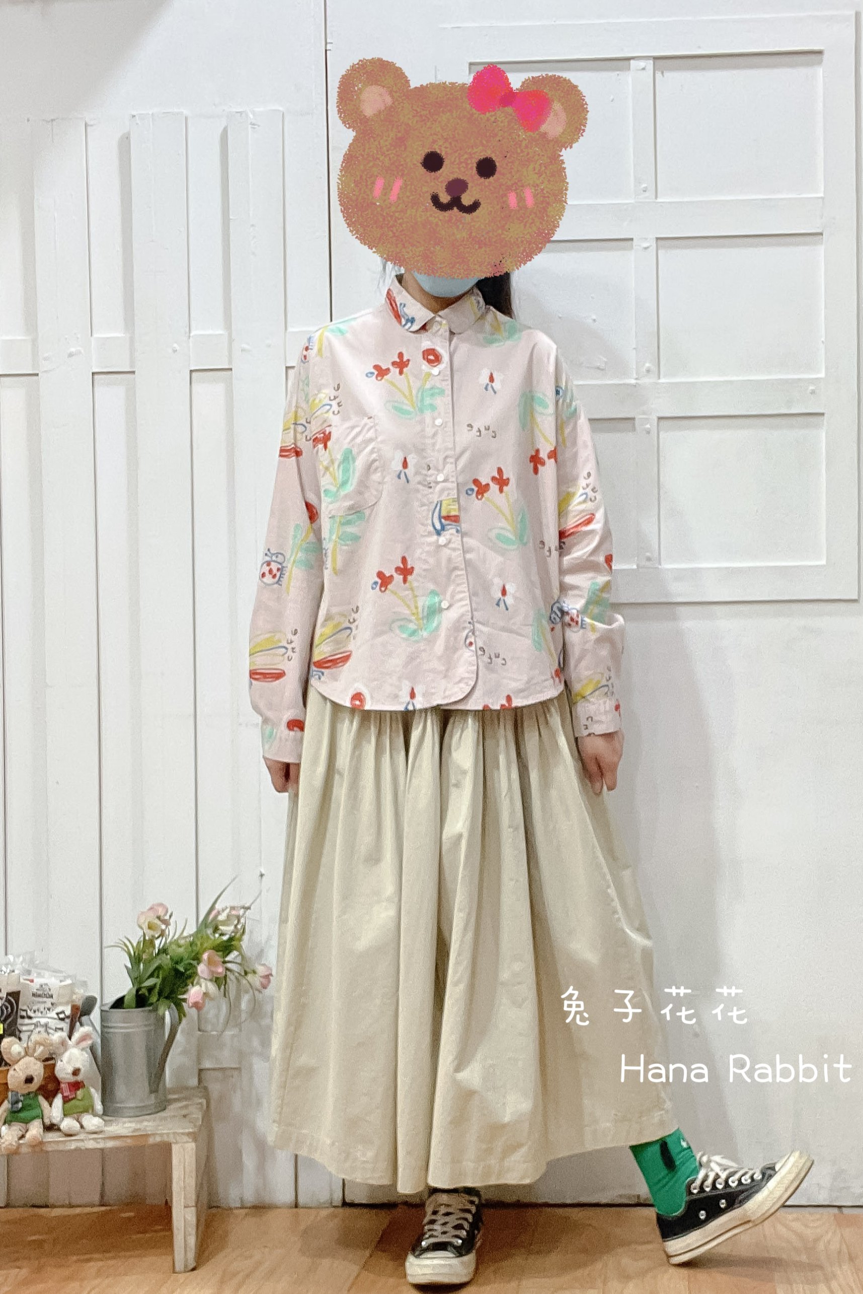 日系塗鴨印花開襟衫 13340