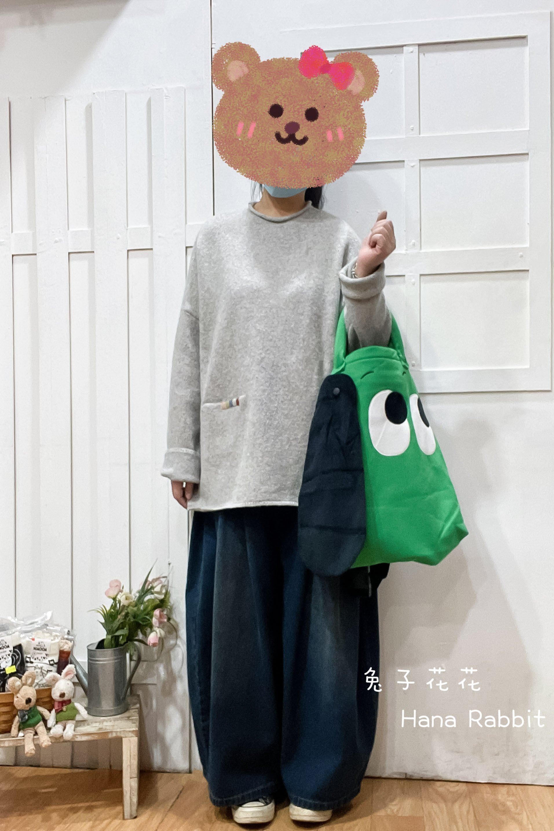 日系親膚捲邊領針織毛衣(淺灰) 31117