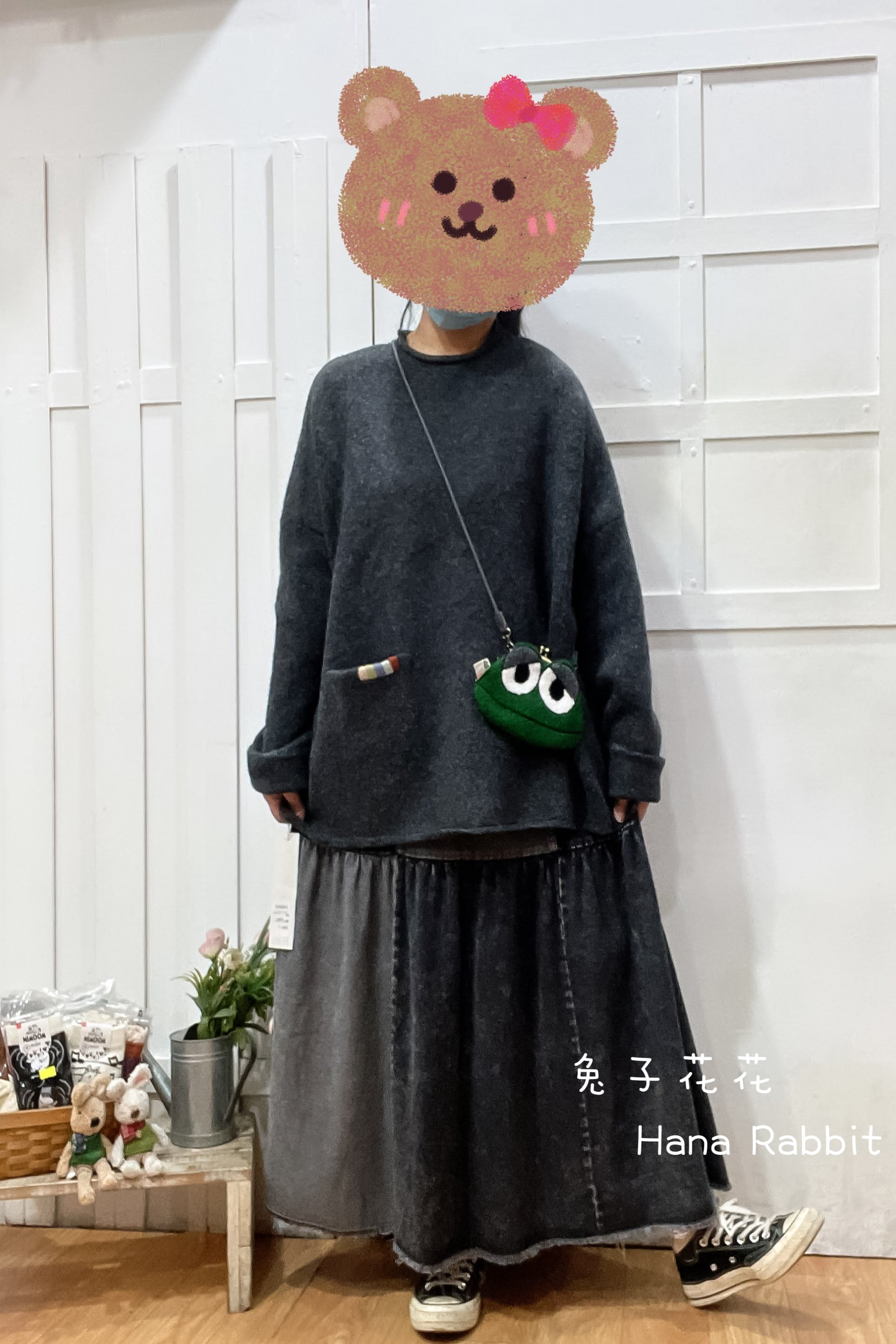 日系親膚捲邊領針織毛衣(深灰) 31117