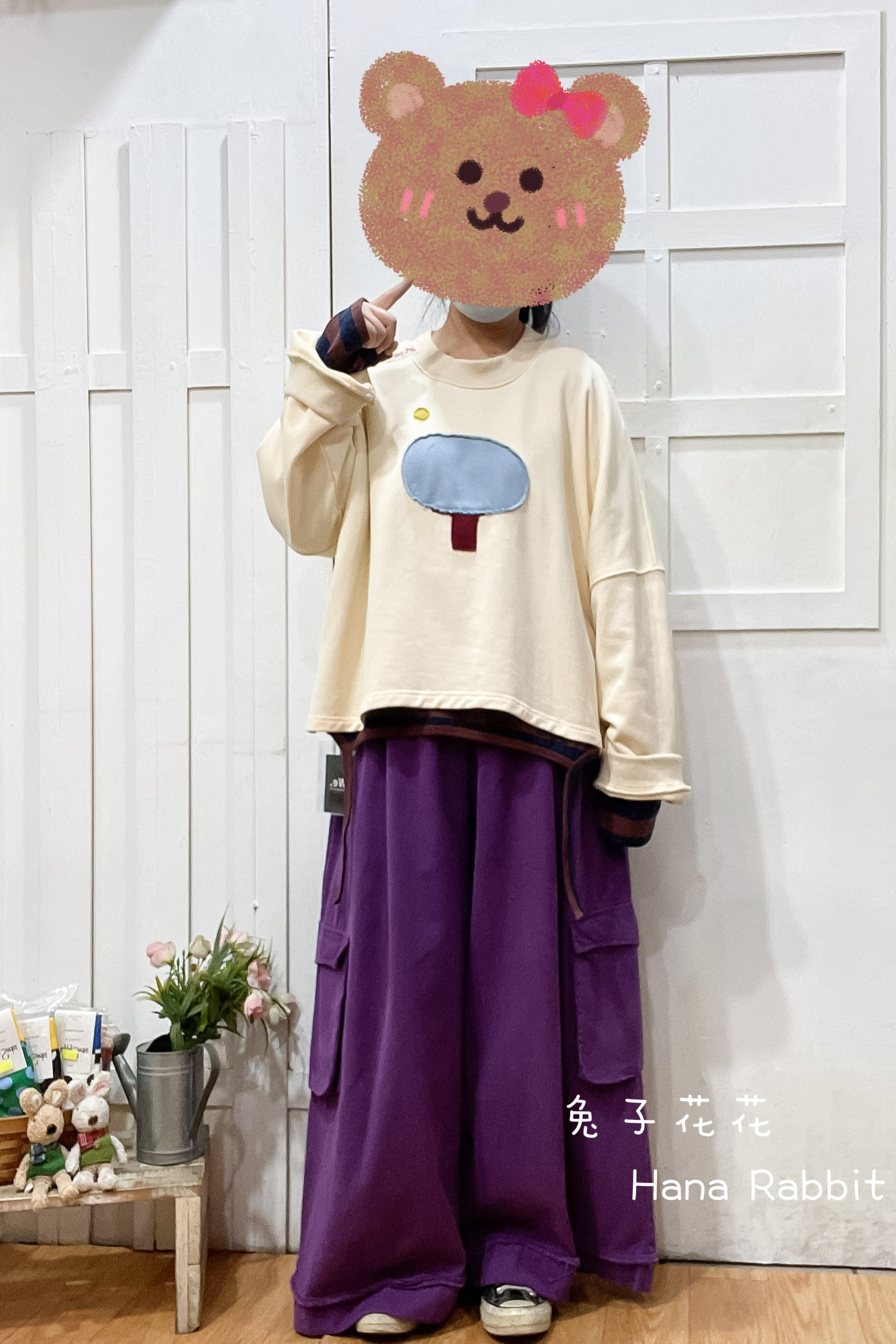 WE家小樹貼布毛圈棉上衣(杏) 15490