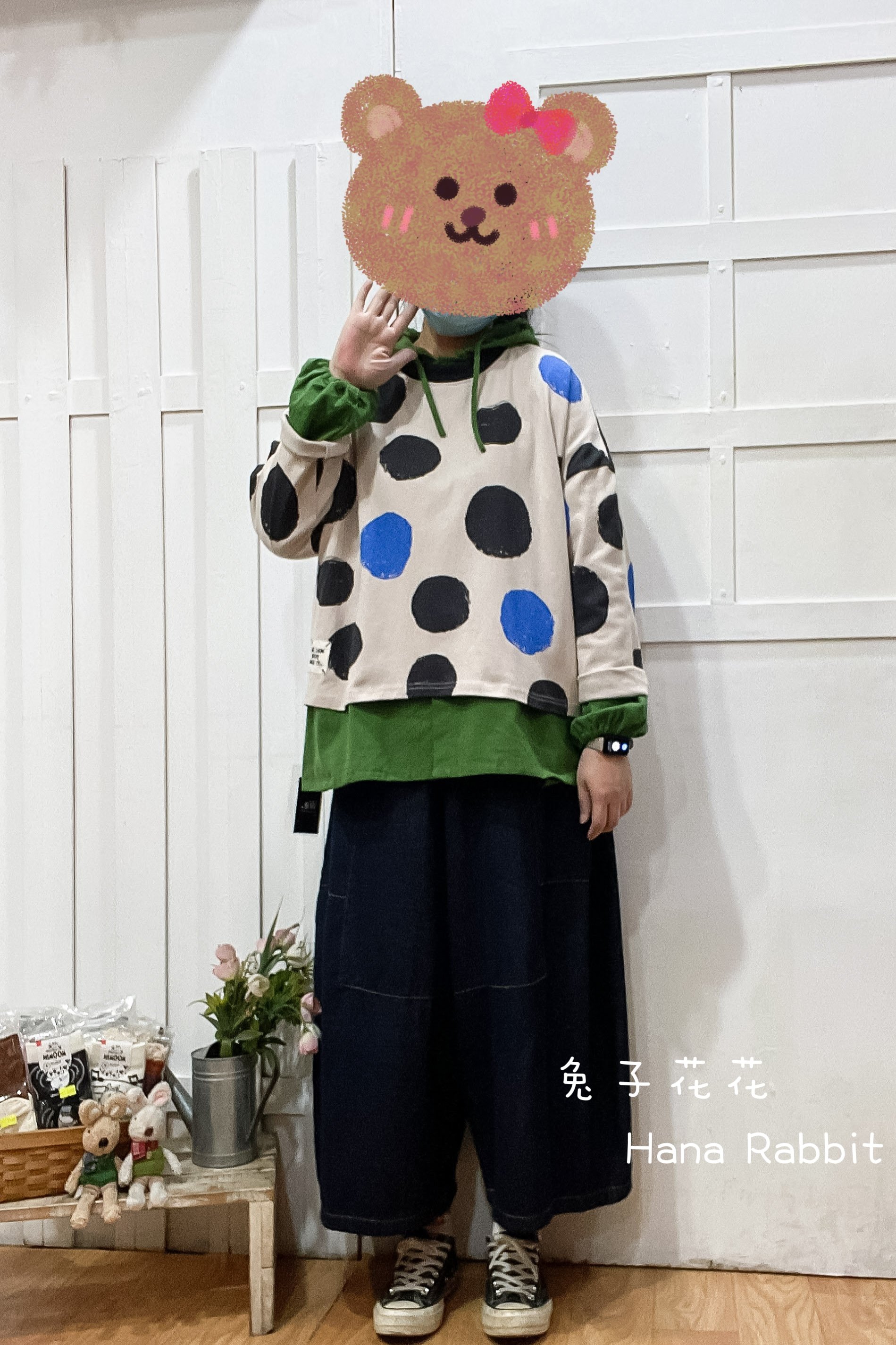 新色到❤❤WE家波點印花毛圈棉上衣 19159