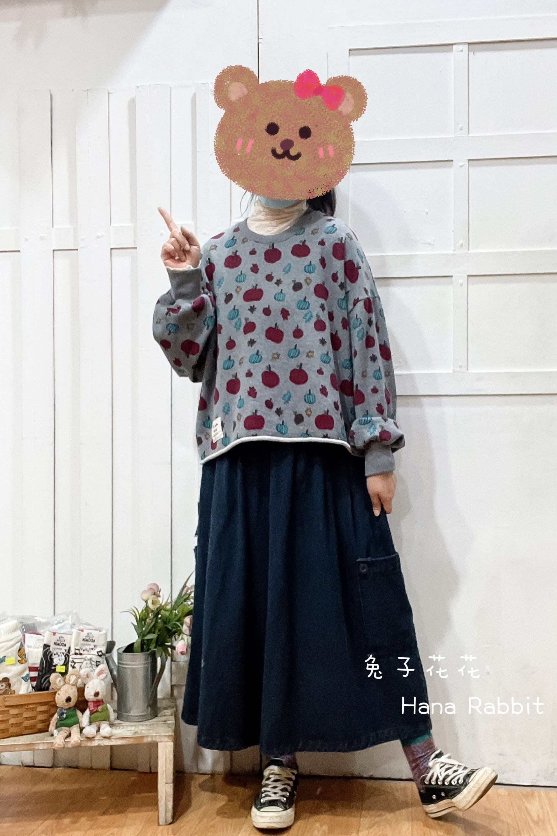 WE家小南瓜印花毛圈棉上衣(灰) 14396