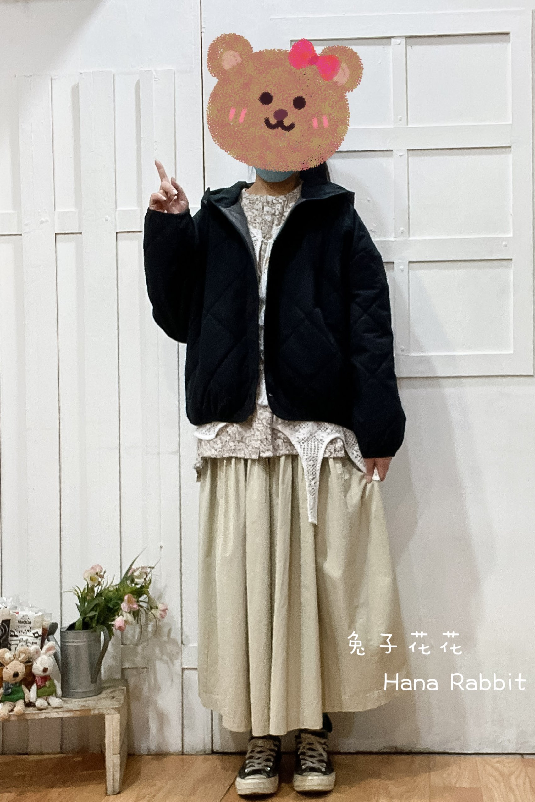 經典格壓紋連帽鋪棉外套 31219