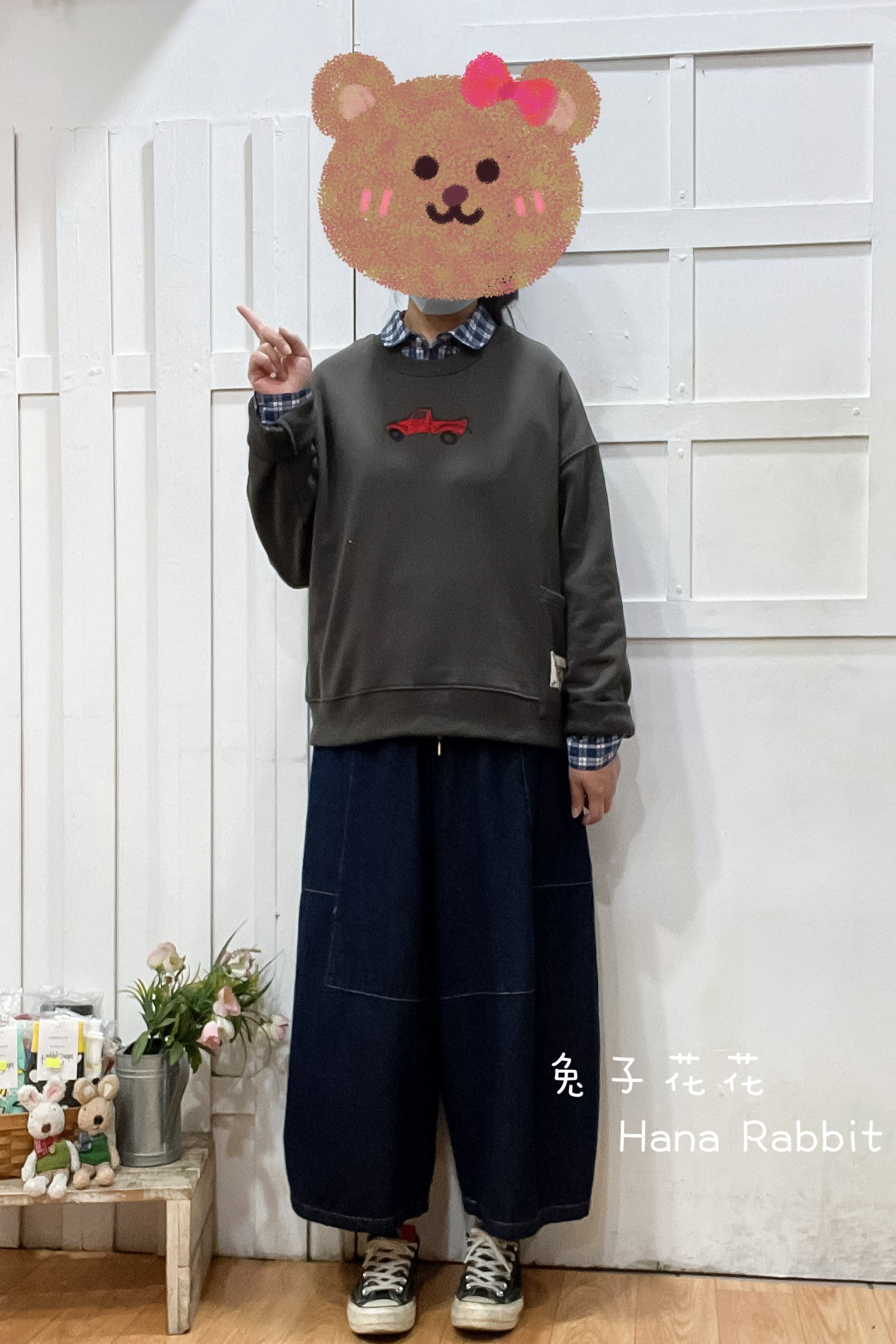 WE家刺繡車車小口袋毛圈棉上衣 13679