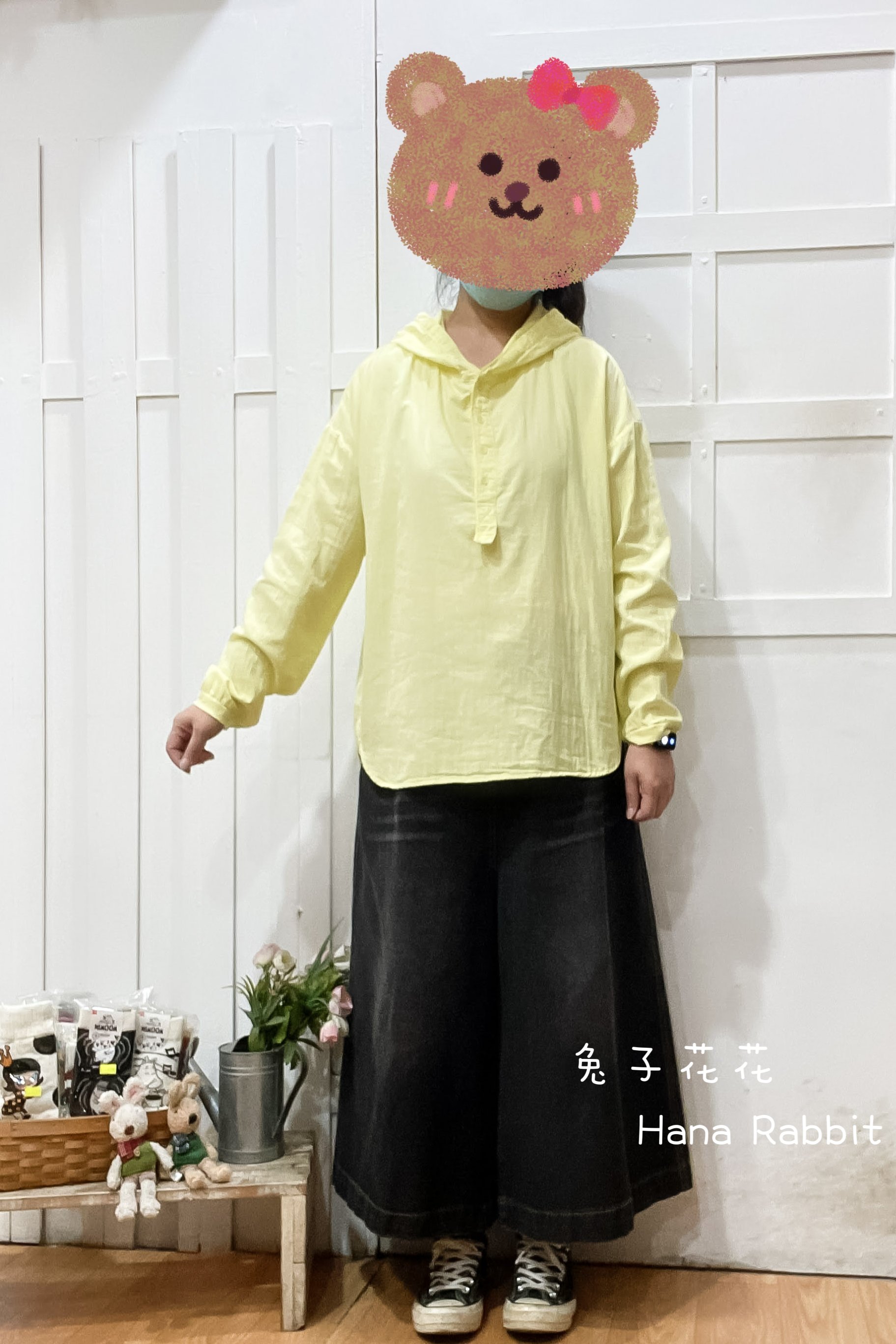 ED簡約連帽半開襟上衣(黃) 30929