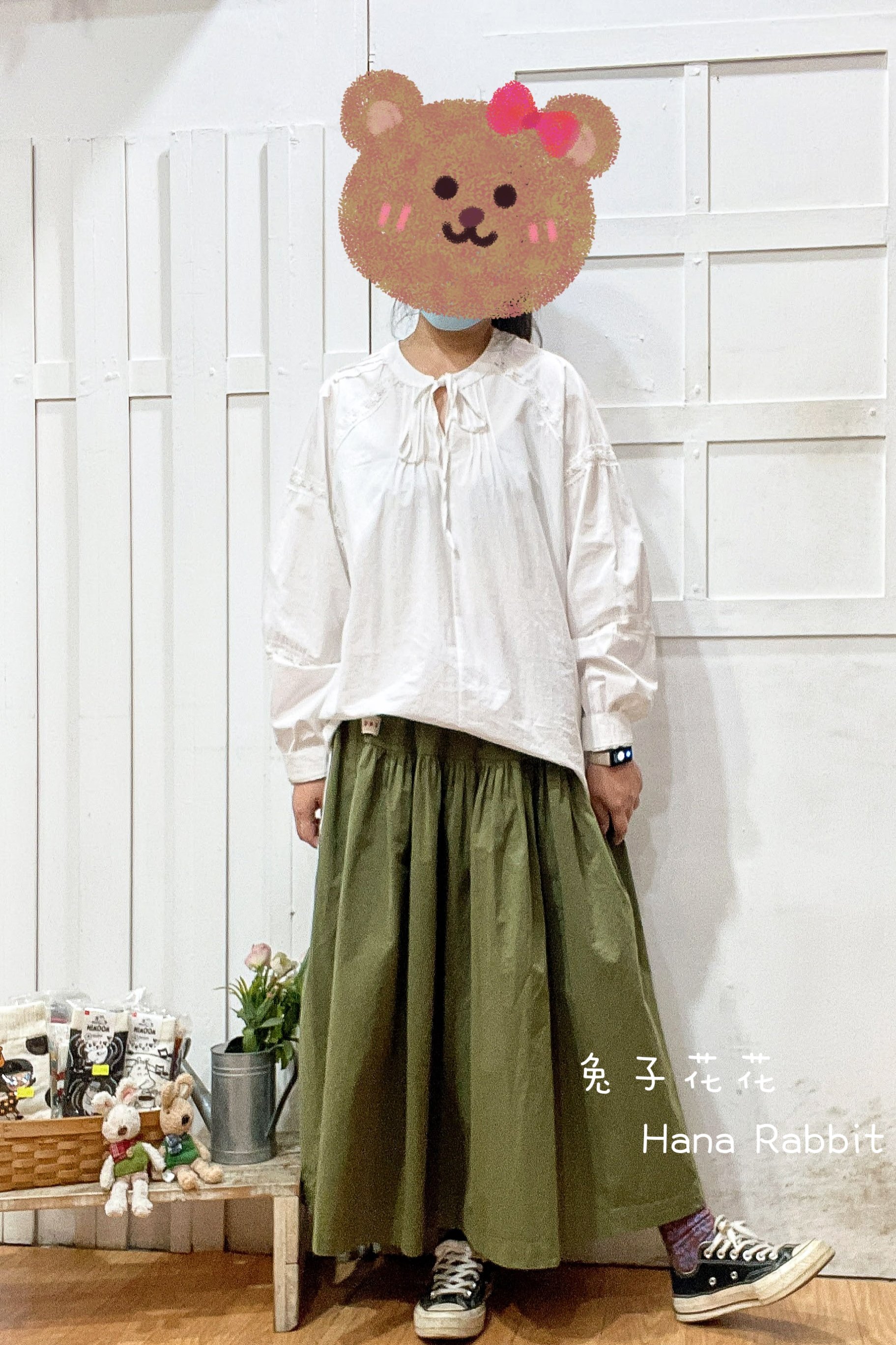 WE家蕾絲花邊寛鬆棉麻上衣 13639