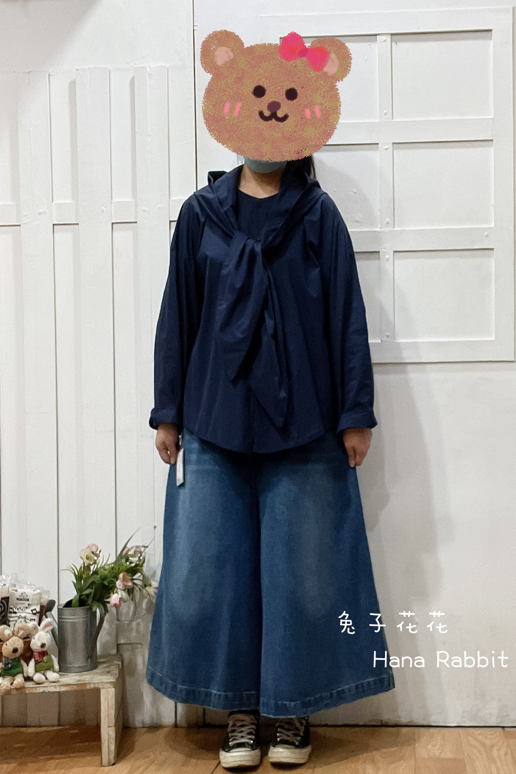 WE家簡約領巾開襟棉麻上衣(領巾可拆) 14945