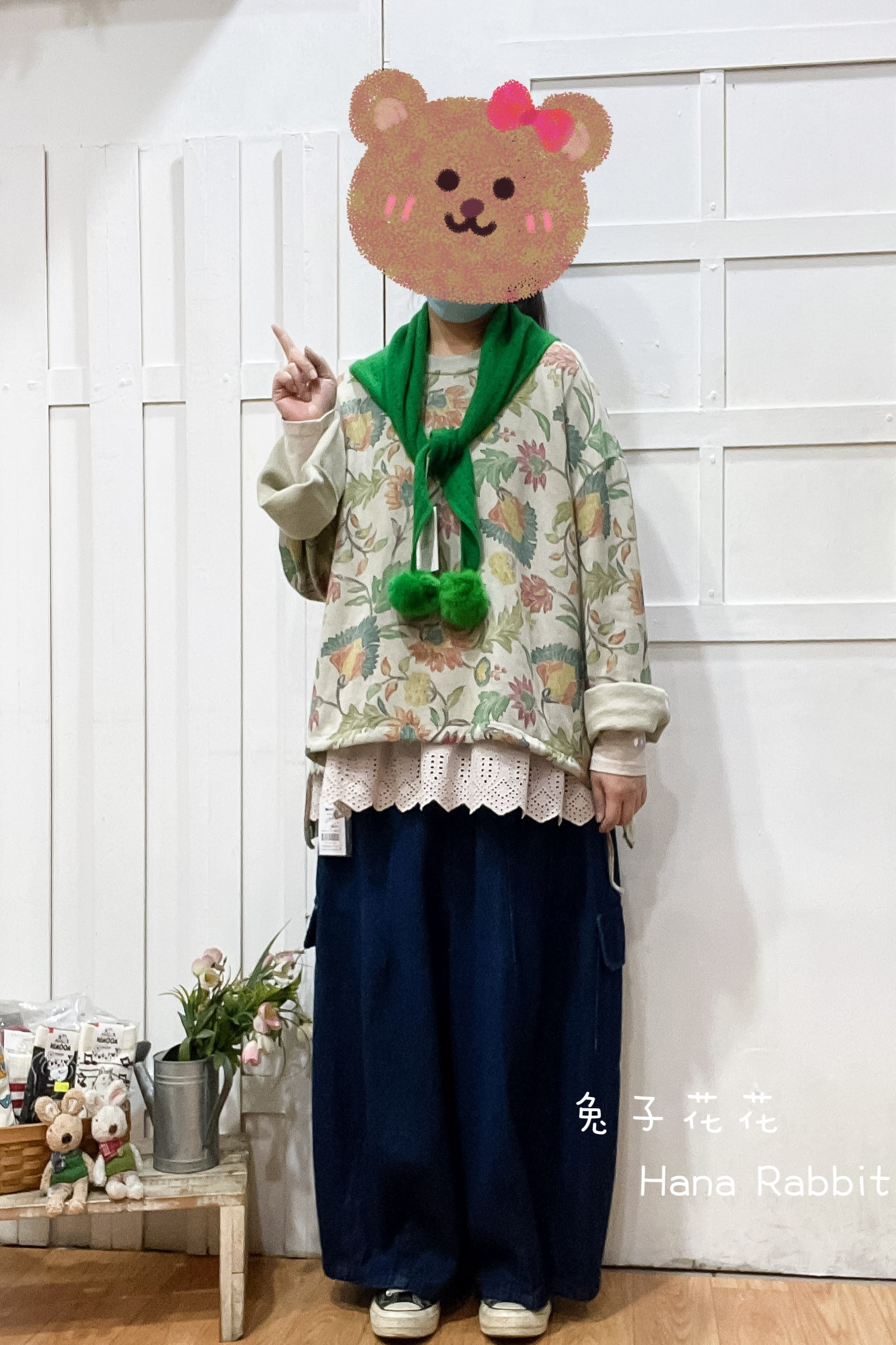 WE家復古印花寛袖毛圈棉上衣 14569