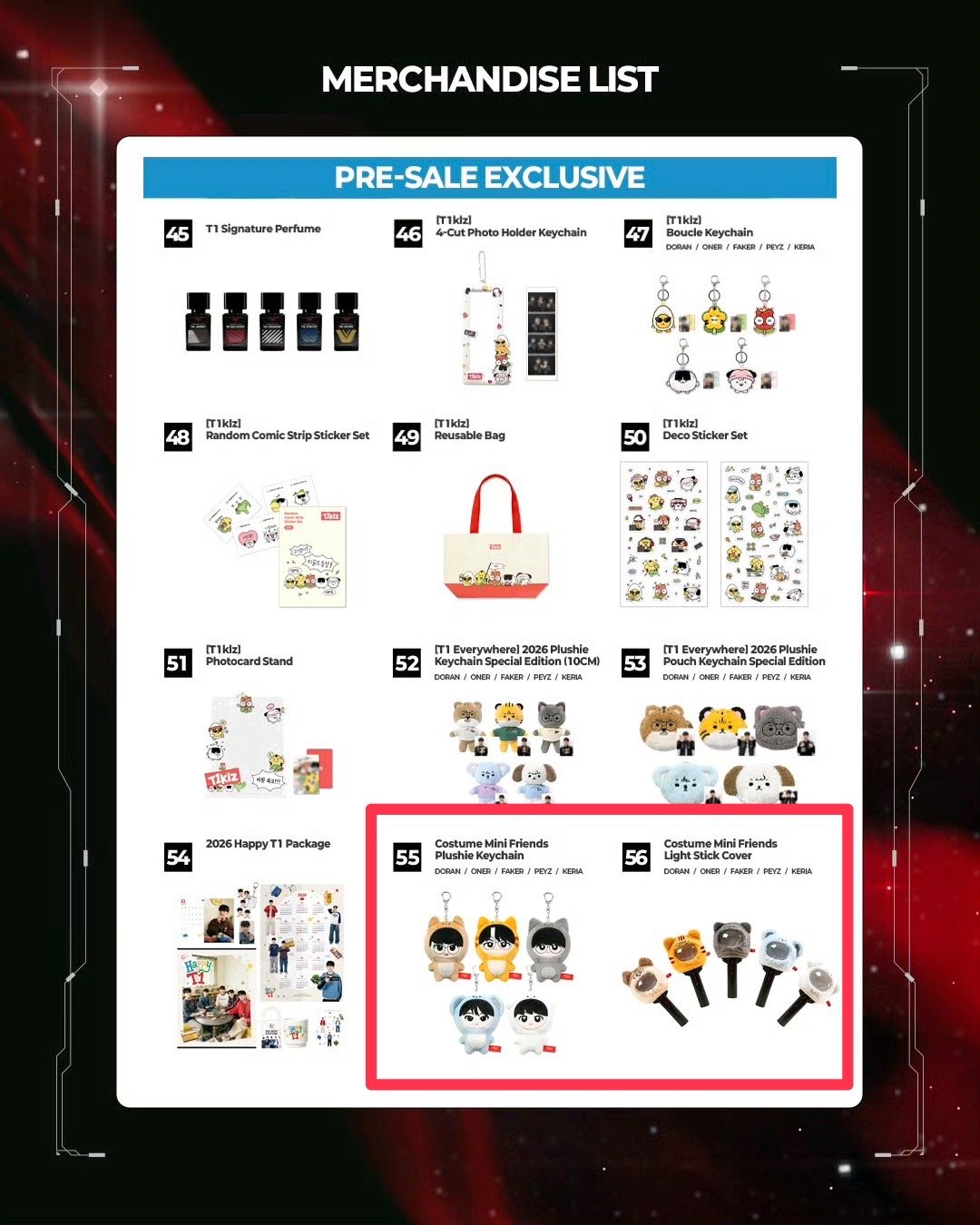 「2026 T1 Home Ground 限定」Costume Mini Friends 系列商品（第二批/最終金額）