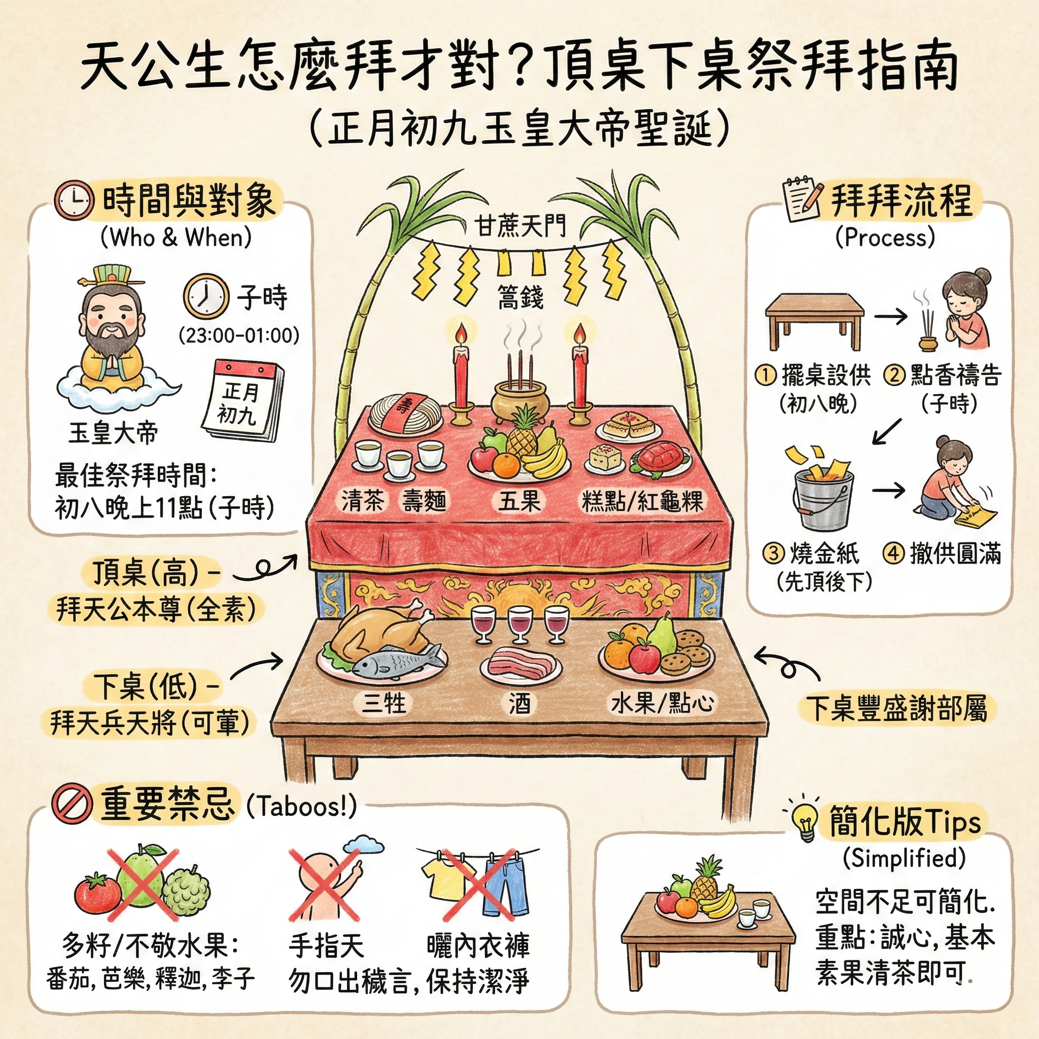 天公生怎麼拜才對？(上篇) 頂桌下桌供品、流程、禁忌完整指南