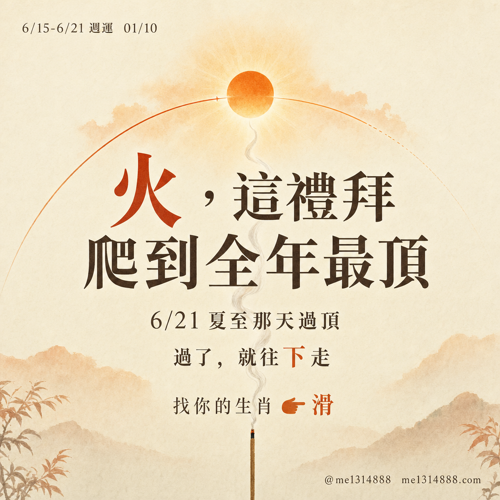 2026/6/15–6/21 12生肖週運勢
