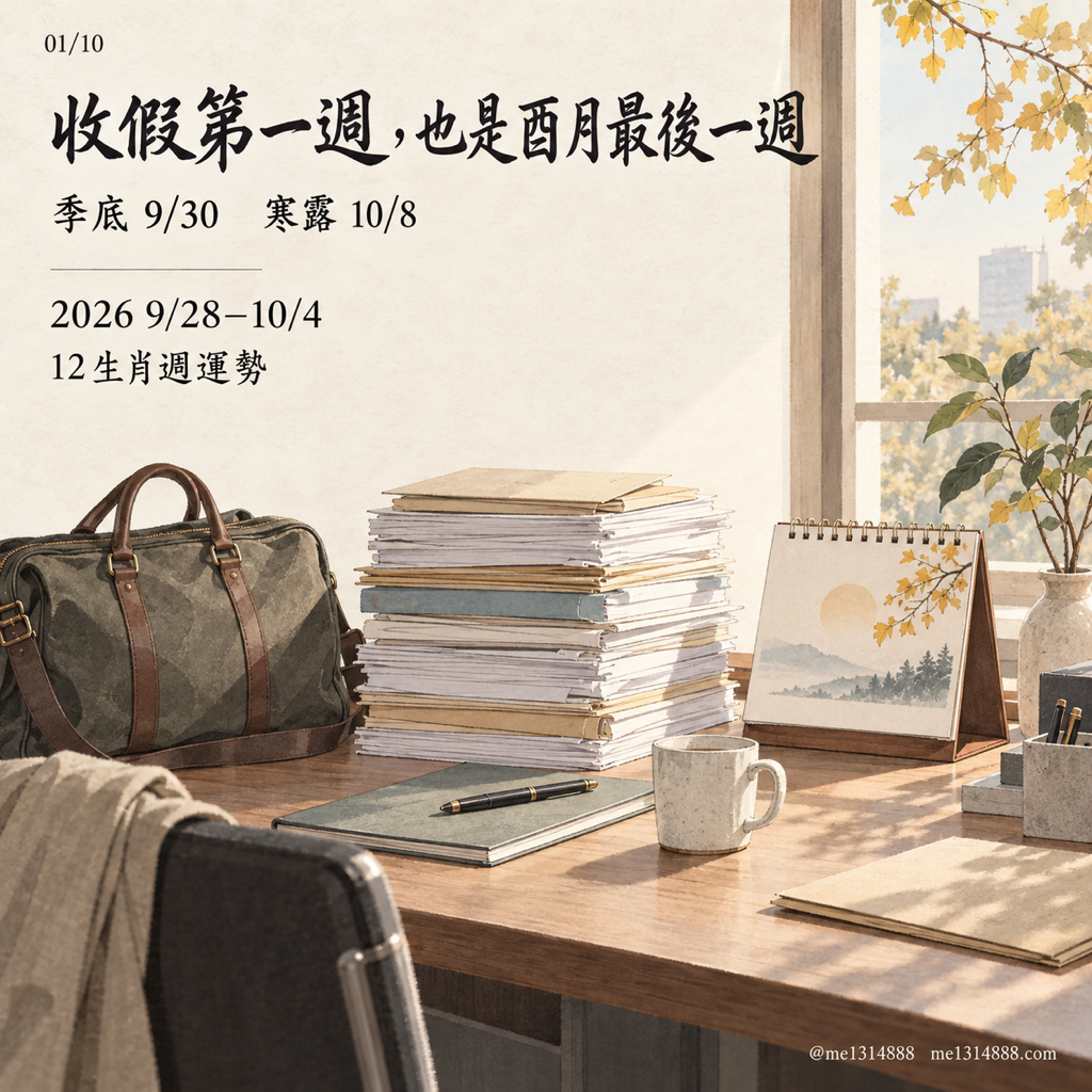 2026/9/28–10/4 12 生肖週運勢｜完整版