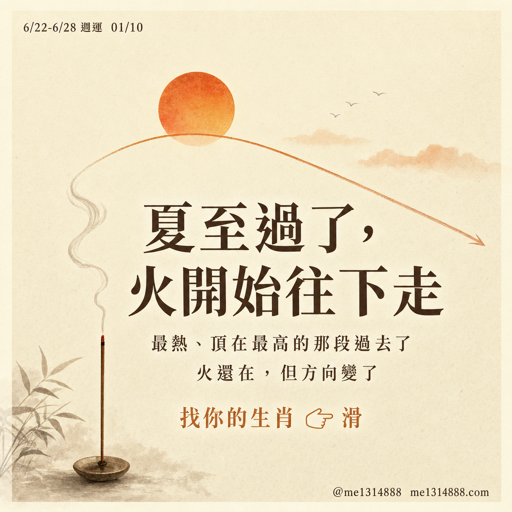 2026/6/22–6/28 12生肖週運勢
