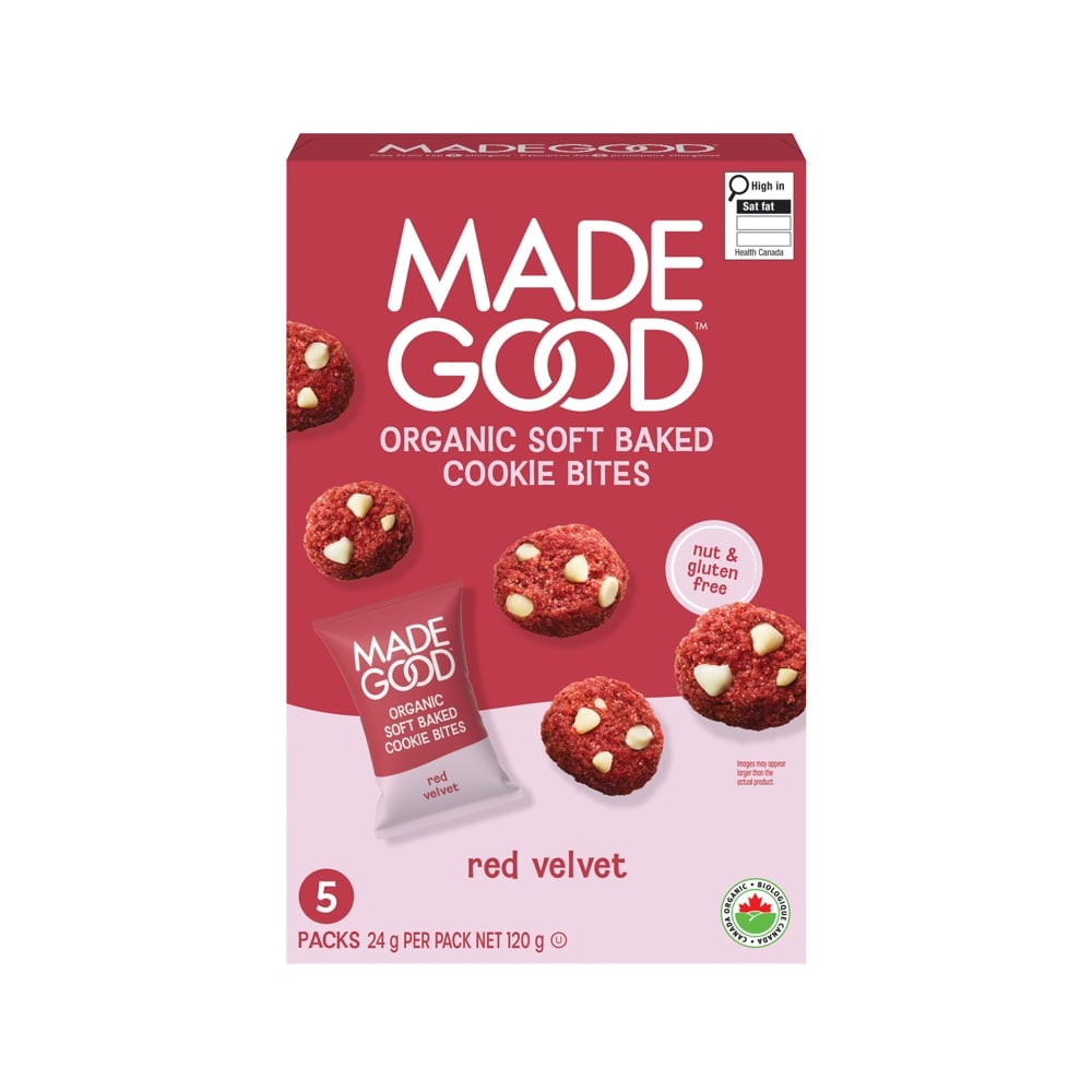 加拿大代購｜MadeGood 有機迷你軟餅乾 5小包 紅絲絨／巧克力豆／巧克力香蕉 3款｜Maple Treats
