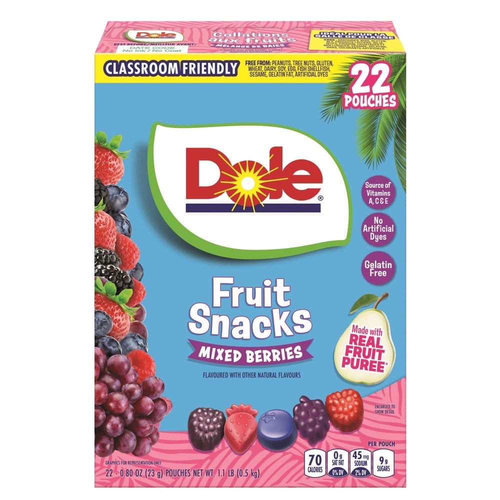 加拿大代購｜Dole 水果軟糖 22小包 九大過敏原不含 2款｜Maple Treats