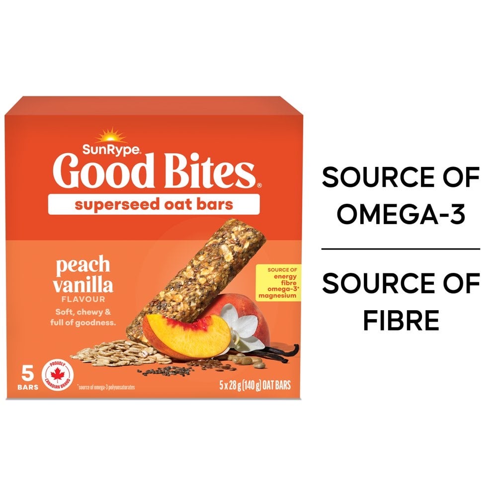 加拿大代購｜SunRype Good Bites 超級種籽燕麥棒 5條 BC省品牌 3款｜Maple Treats