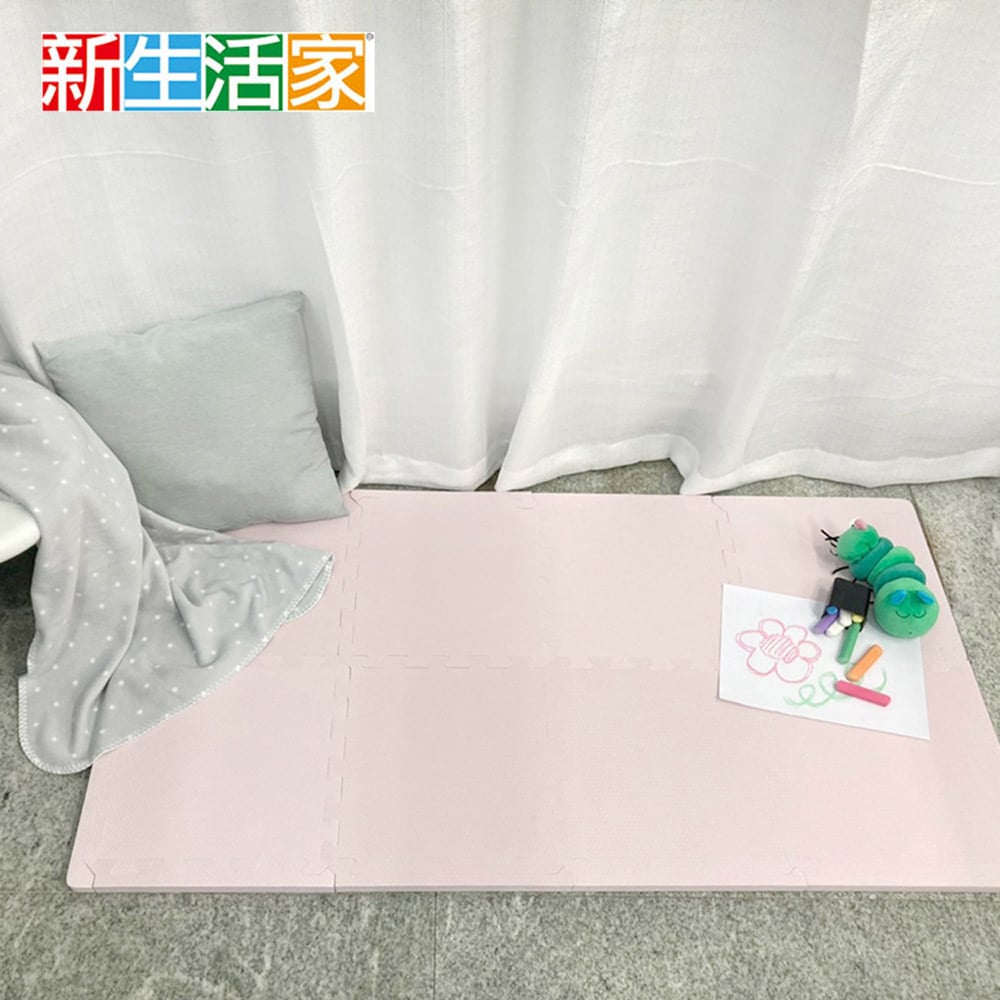 【新生活家】2cm厚防護巧拼地墊-莫蘭迪粉色32x32x2cm (80片)(隨貨贈嬰兒中性洗衣精1000ml)