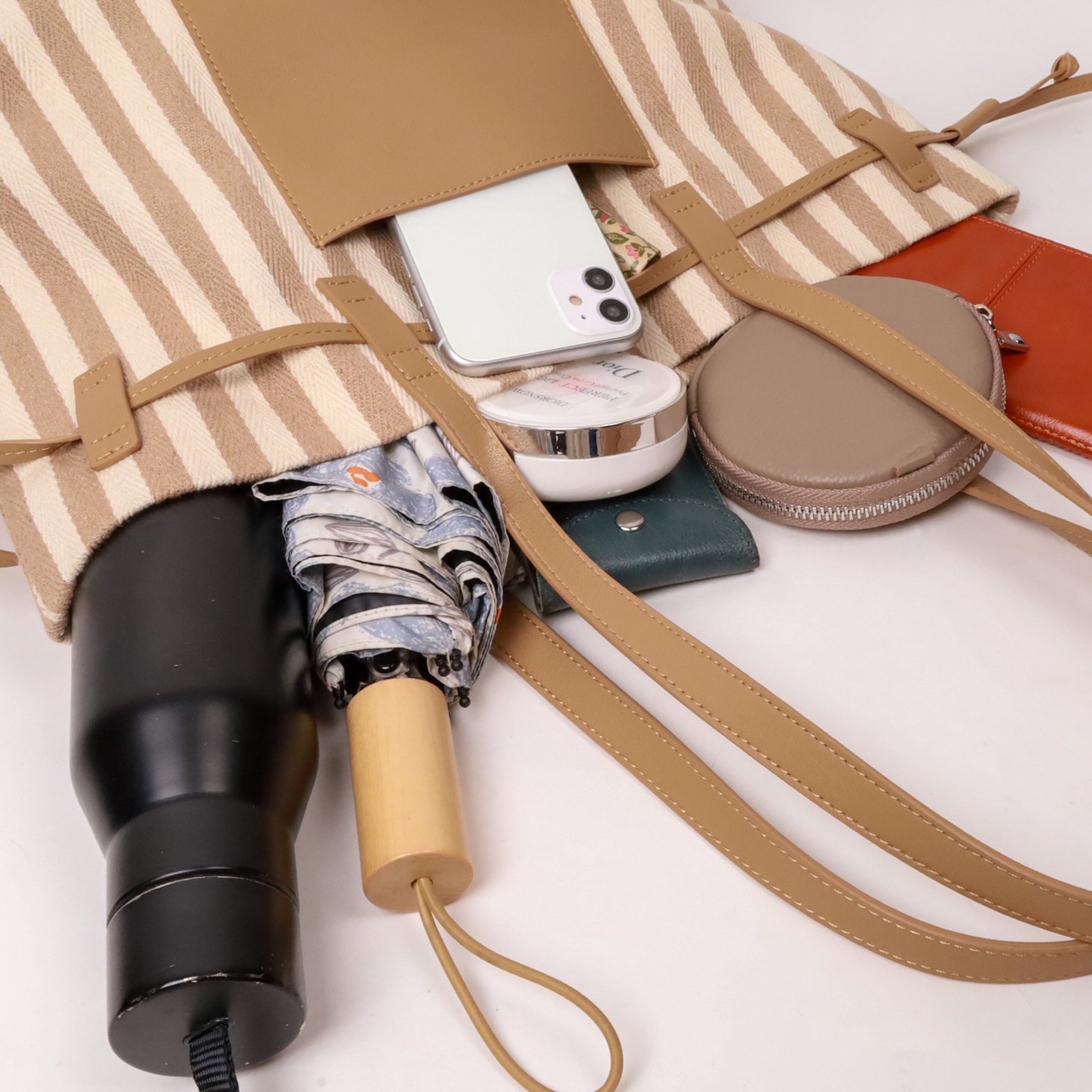 海灘風真皮/帆布肩包