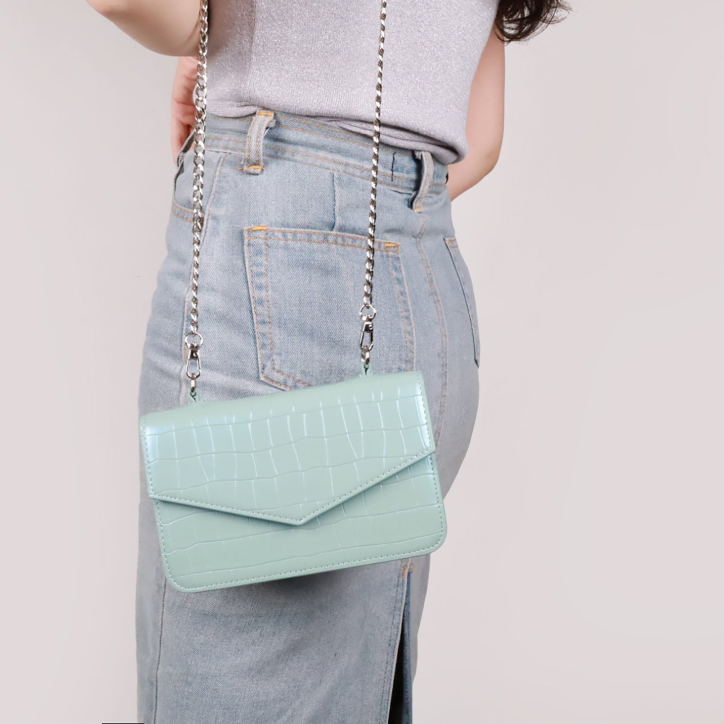 虹光系真皮鱷紋隨行包-多色