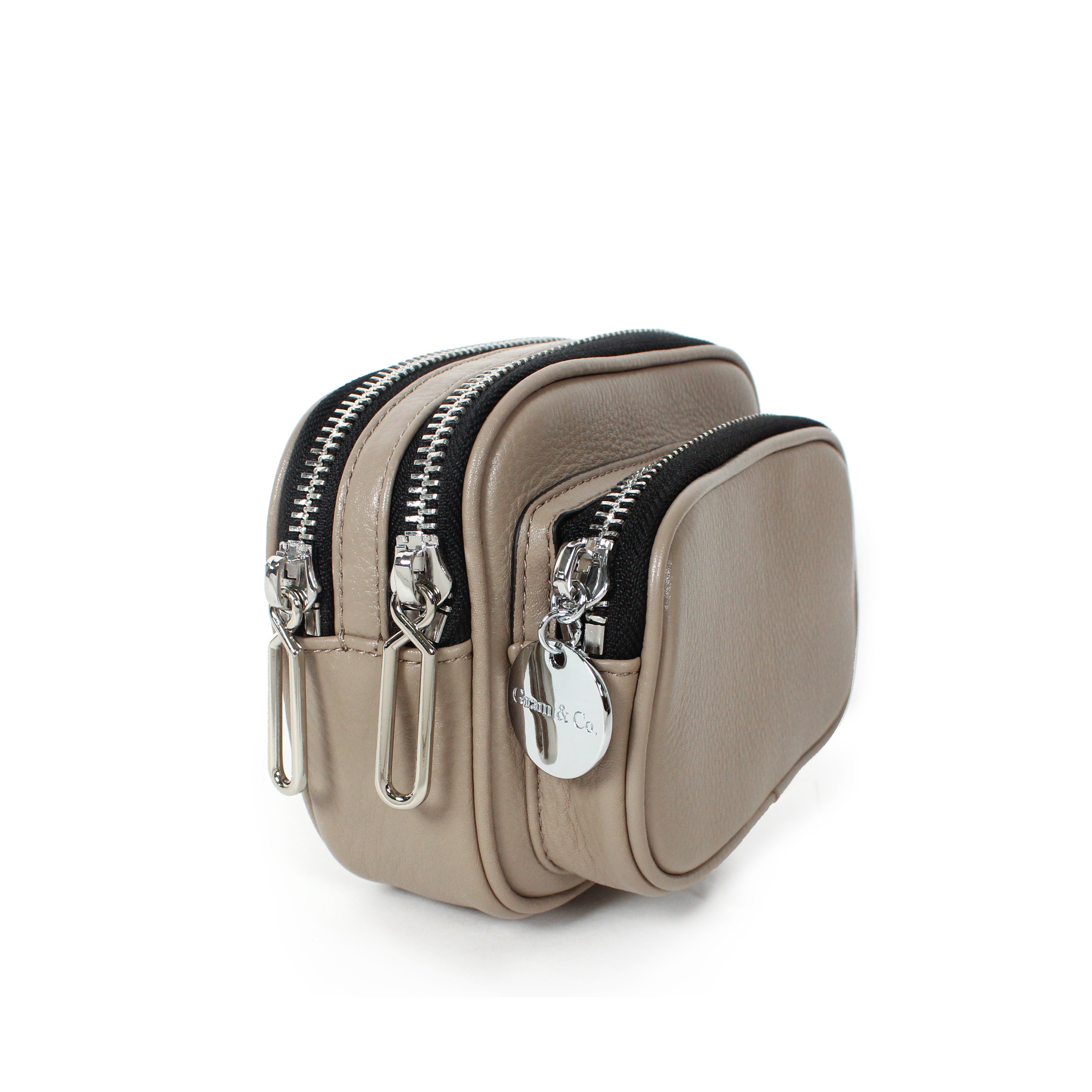 金屬真皮拉鍊造型小方包