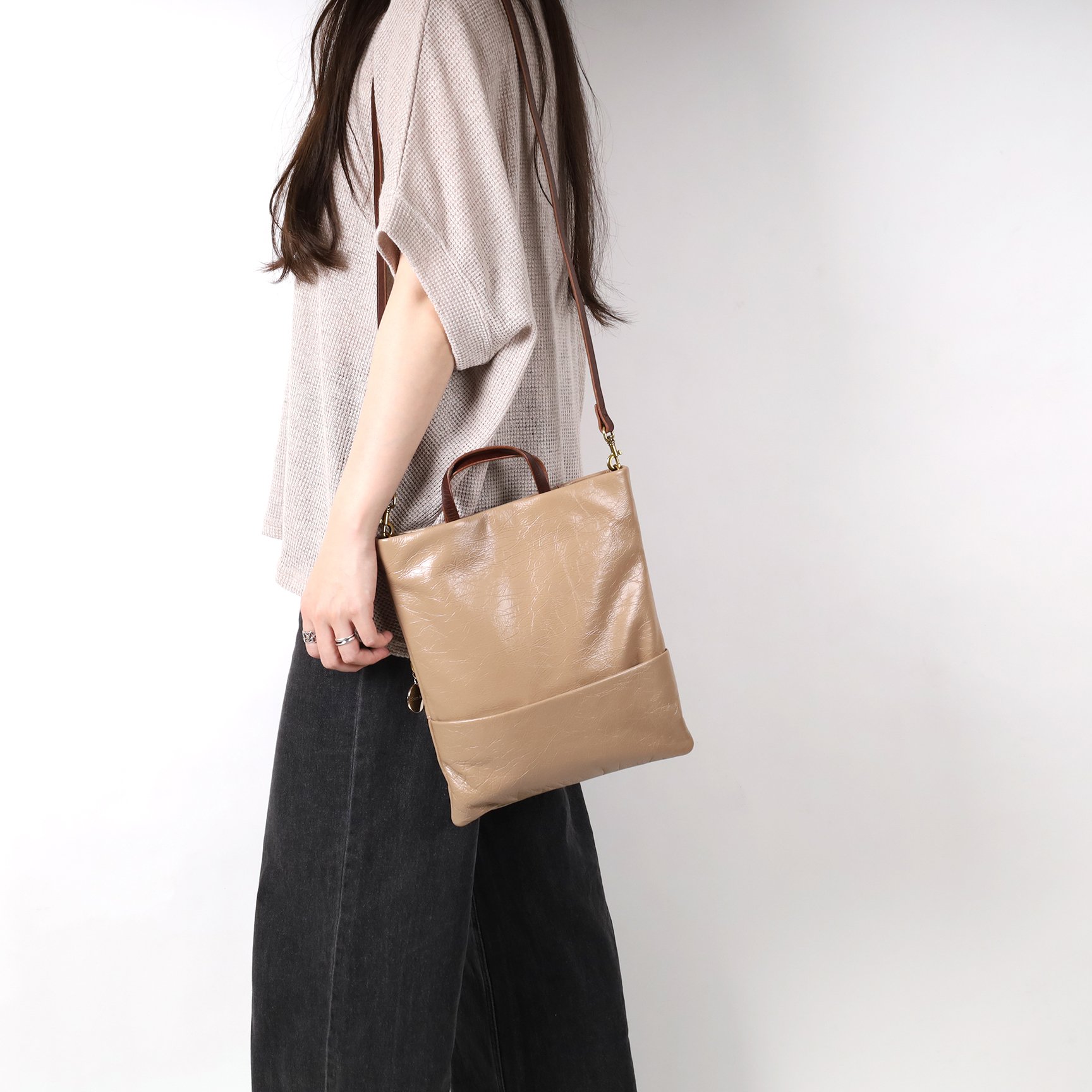 油蠟牛皮摺疊兩用包