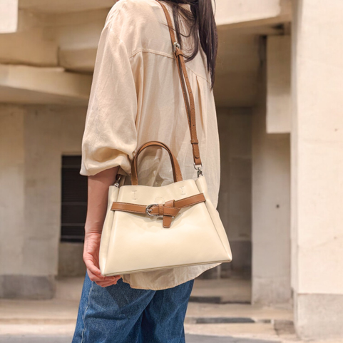 焦糖腰帶真皮提/肩包