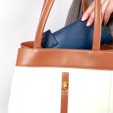 真皮拚色文件提包（多色）