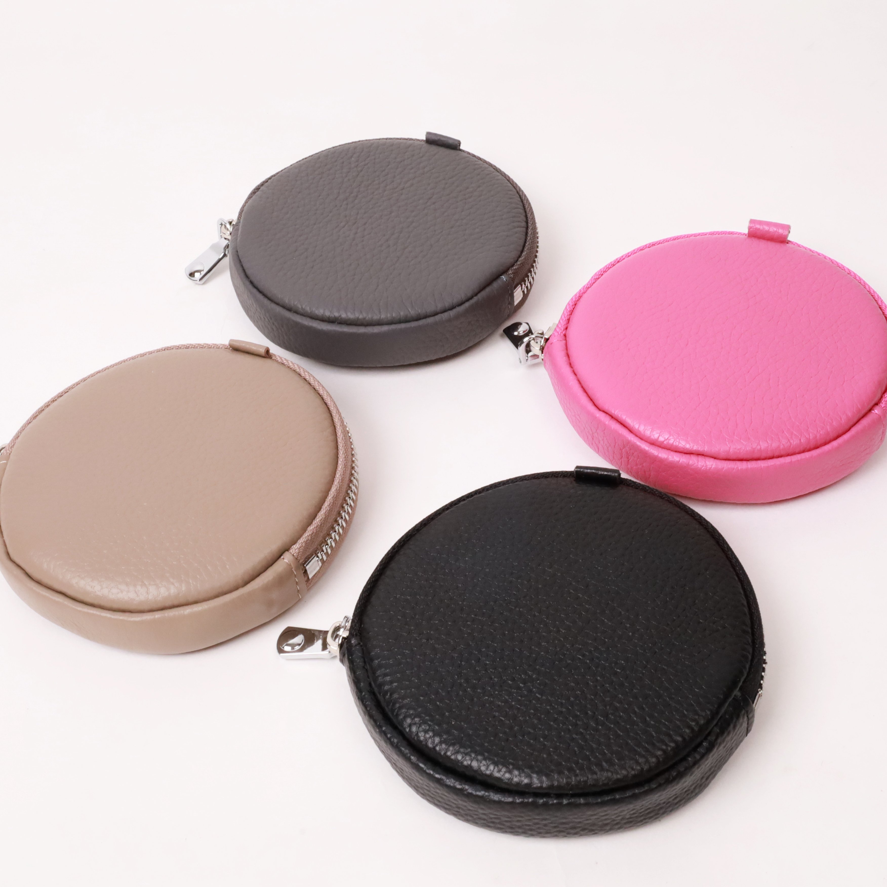 真皮多功圓餅收納包（多色）