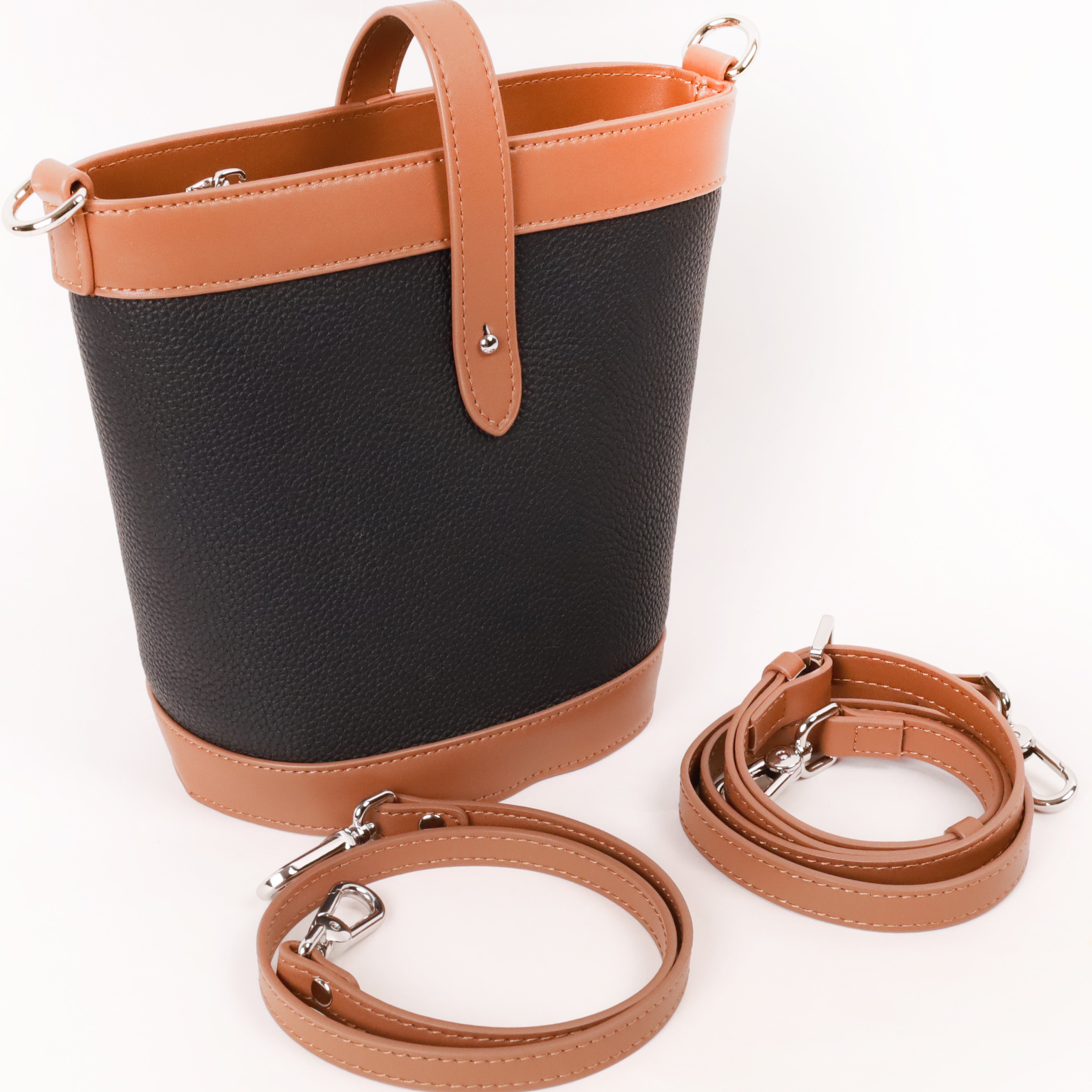 冰美式真皮小水桶包