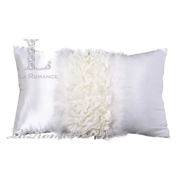 ★寶藏清倉★珍珠白絲質羽毛腰枕套